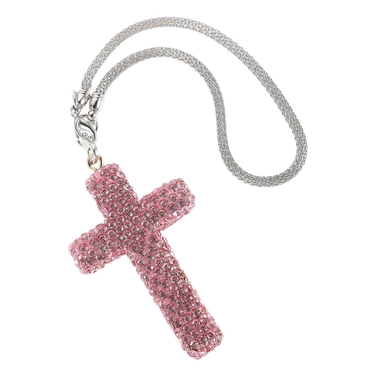Car Charm Cross Pendant with Bling Rhinestone for Car Use 4Pcs