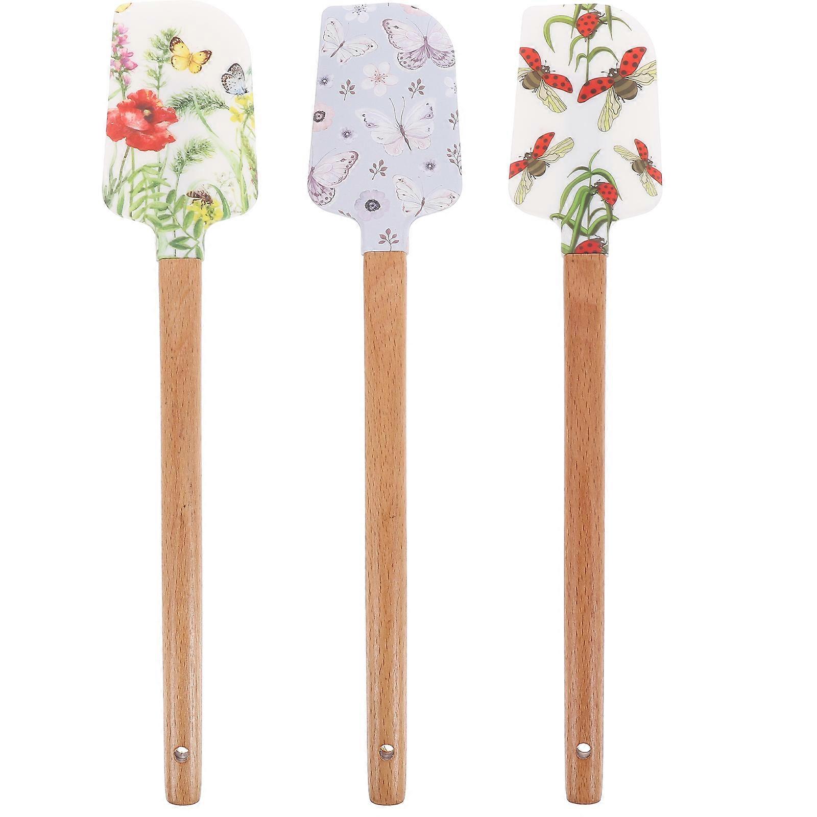 Silicone Spatula Cake for Baking 3Pcs with Wooden Handle