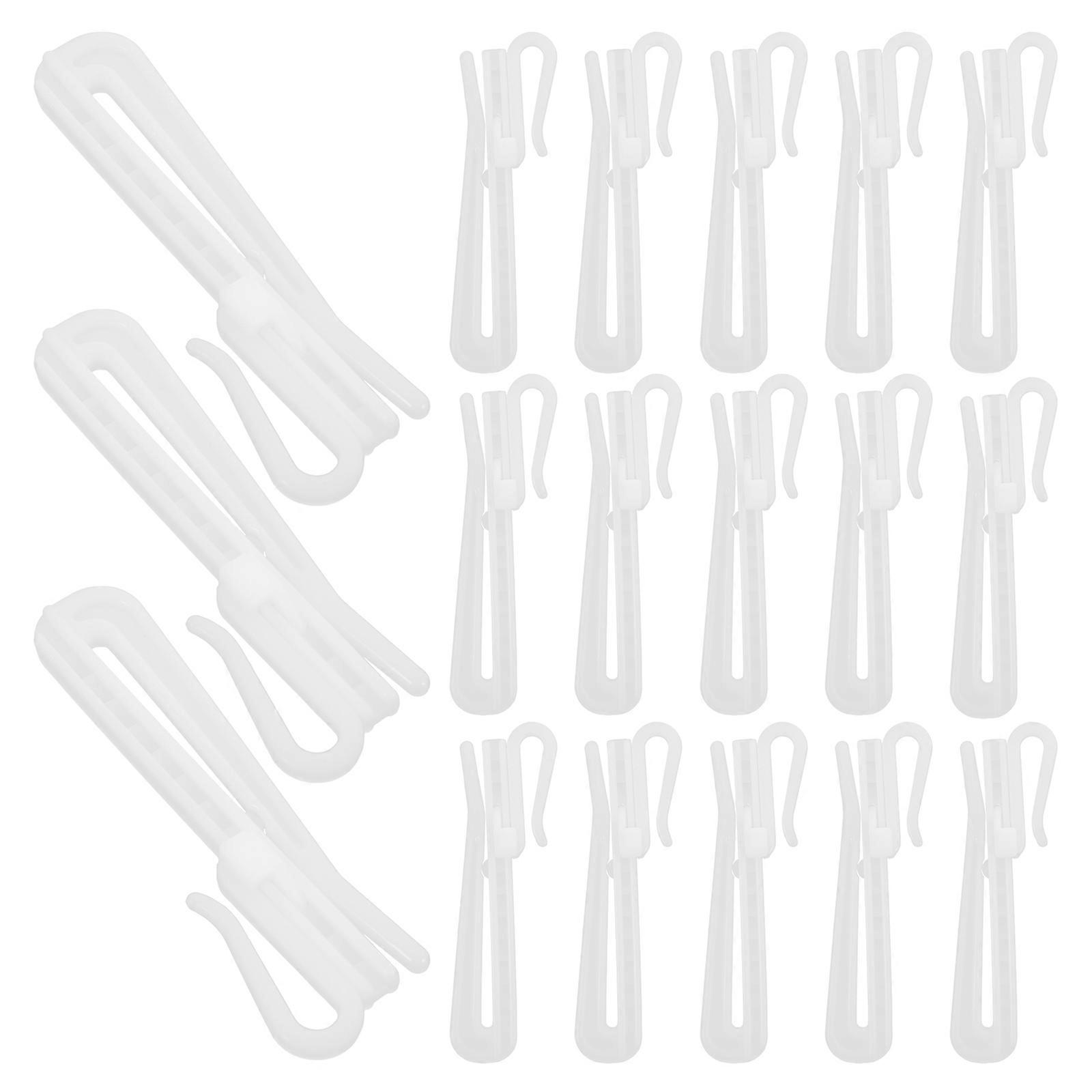 White Plastic Adjustable Curtain Pinch Pleat Hooks for Drapes 250Pcs