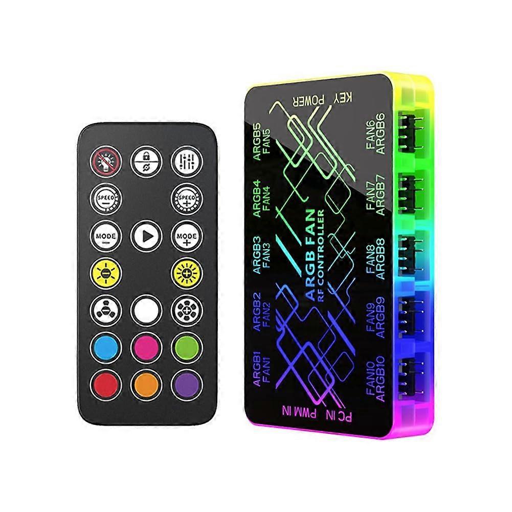 1 to 10 Chassis Hub Magnetic Base Remote Control For ARGB And PWM Fans Light Synchronization Computer Case Accessory Ref: 2986