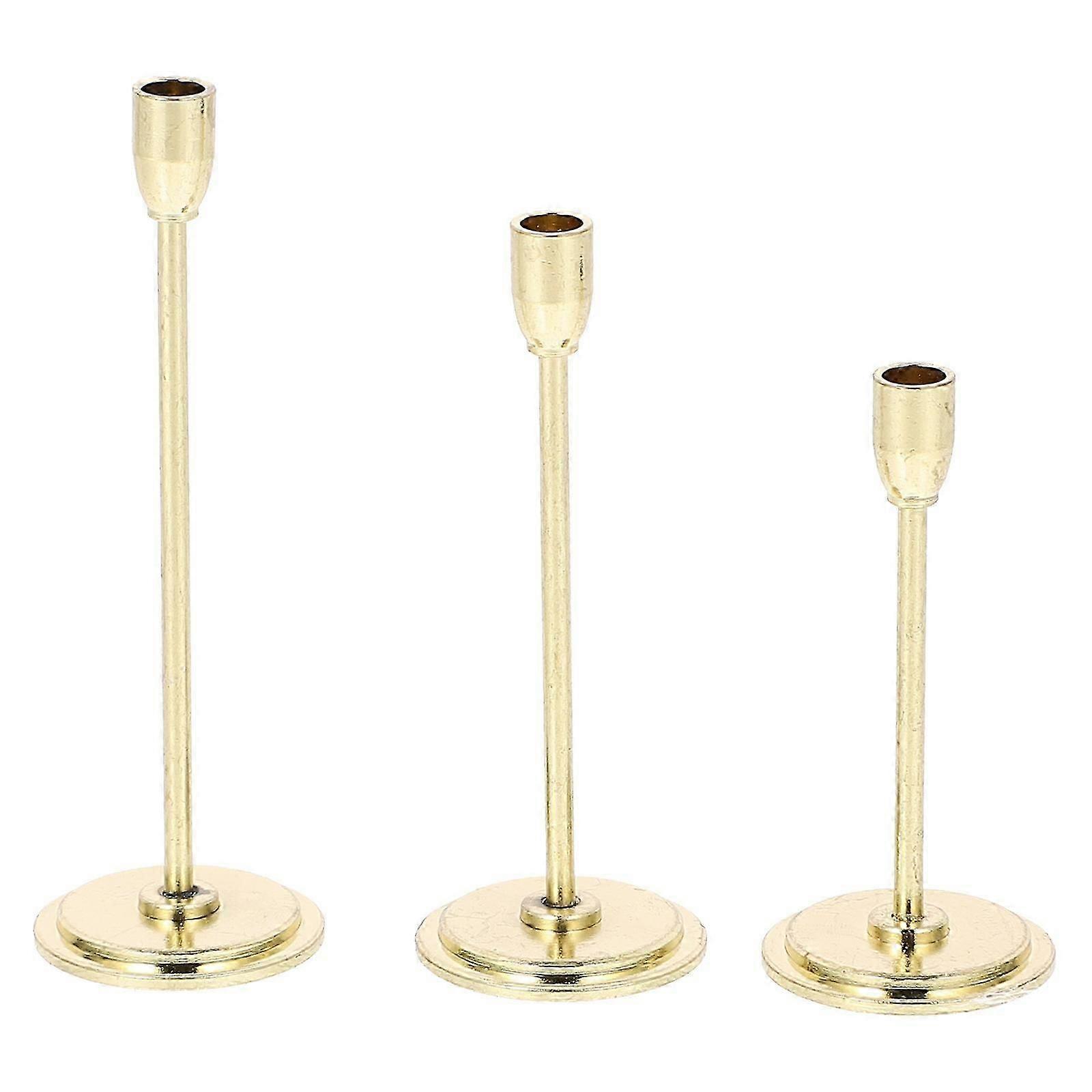 Miniature Pillar Candle Holders Set Of 3 Metal Craft Decor