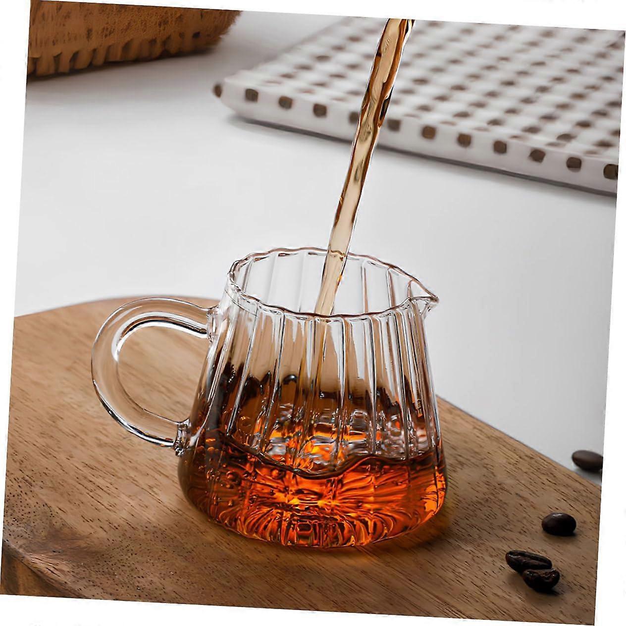 Milk Frothing Pitcher Glass With Handle Small Transparent Mini Jug For Espresso Frothing With Pour Spout Coffee Tea