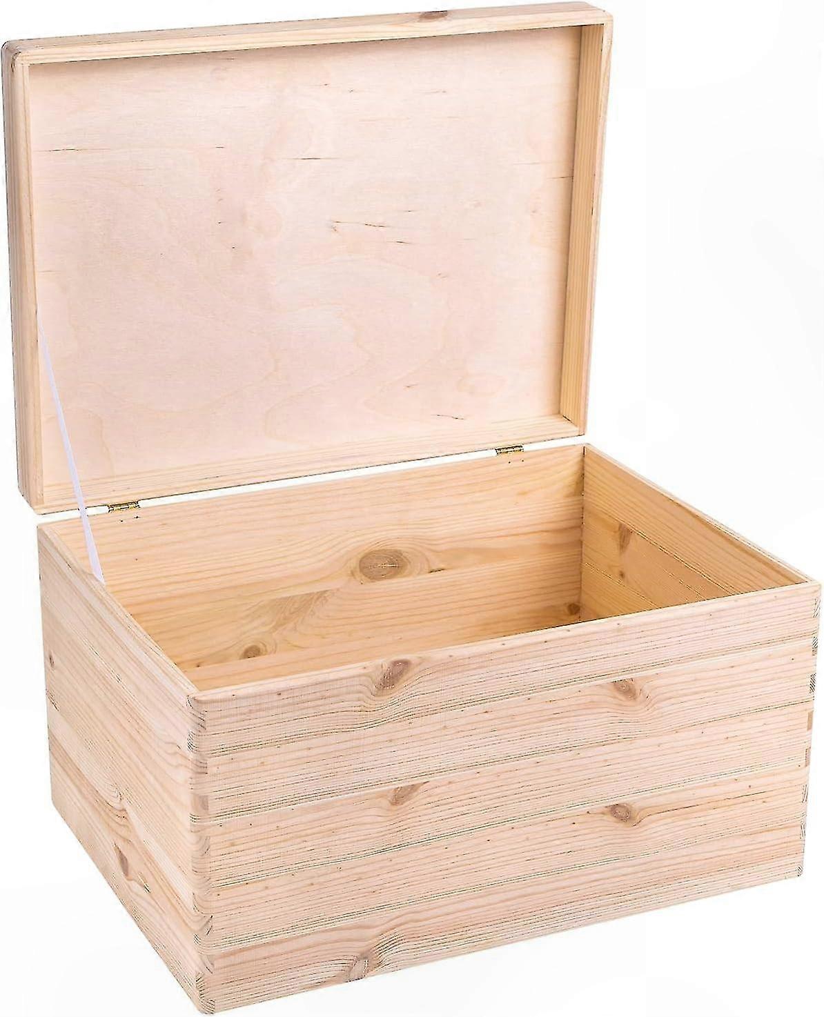 Large Wooden Box with Lid | 40x30x24 cm | Memory Chest Storage Container Crafted from Premium Wood for Home and Decor Use