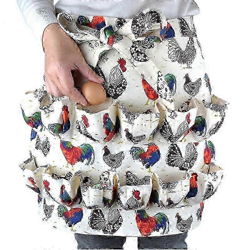 Chicken Egg Collecting Apron,12 Deep Pockets Hen Duck Goose Eggs Holder Aprons