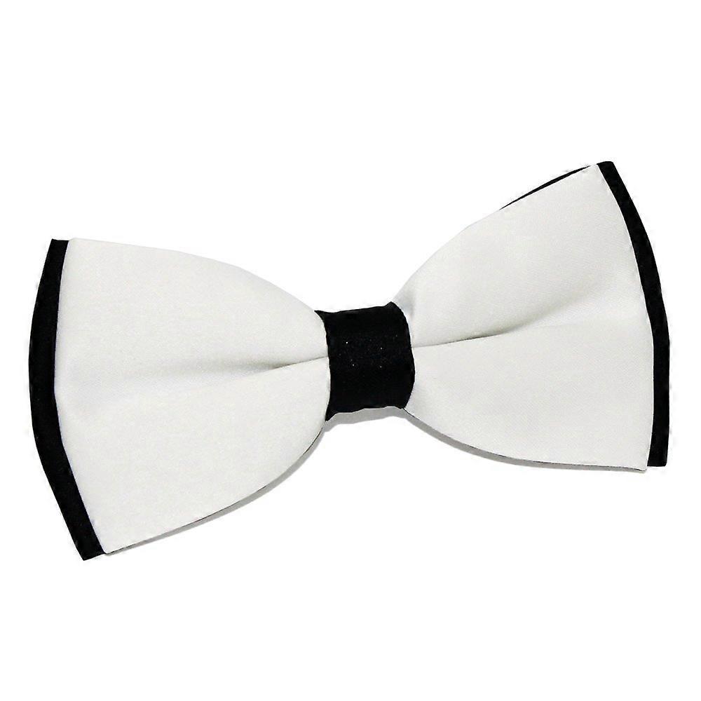ZENGO New Plain White & Black Mens Bow Tie