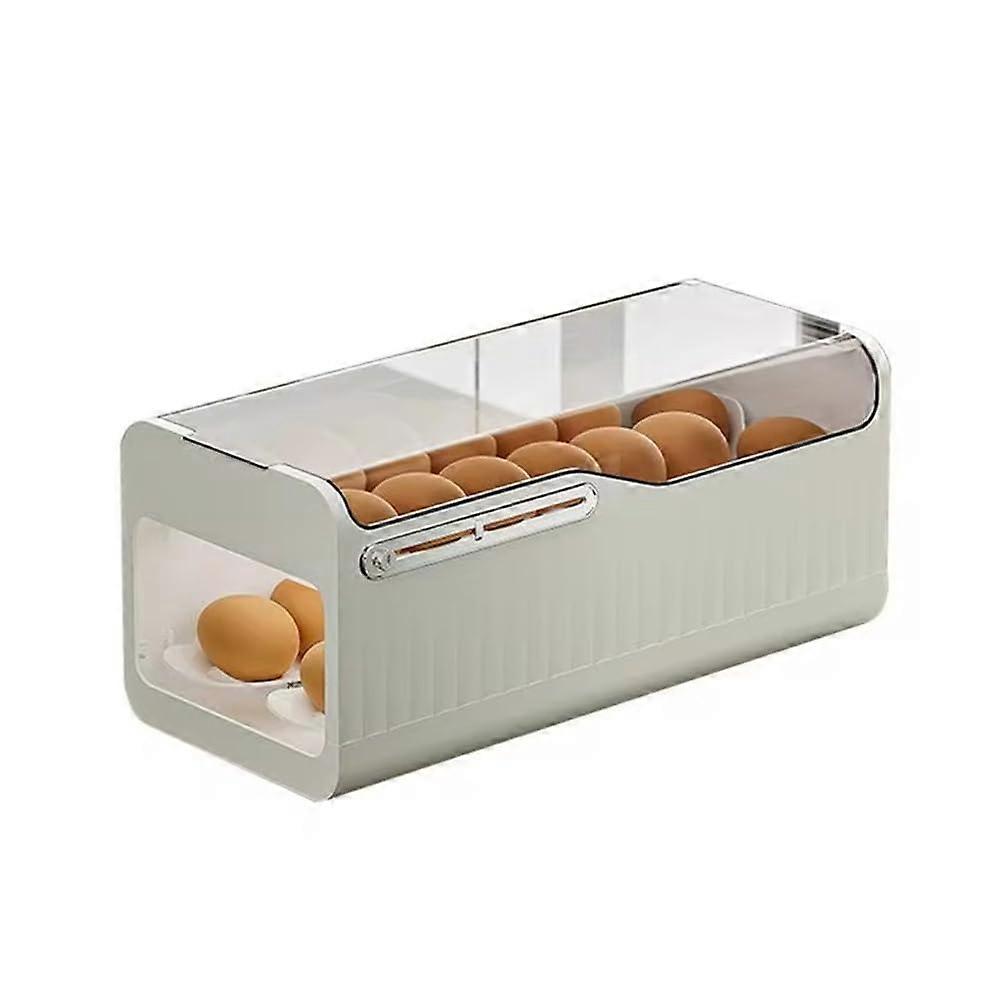 Automatic Egg Rolling Dispenser Clear Egg Container TwoTier Kitchen Organizer SpaceSaving Refrigerator Egg Holder