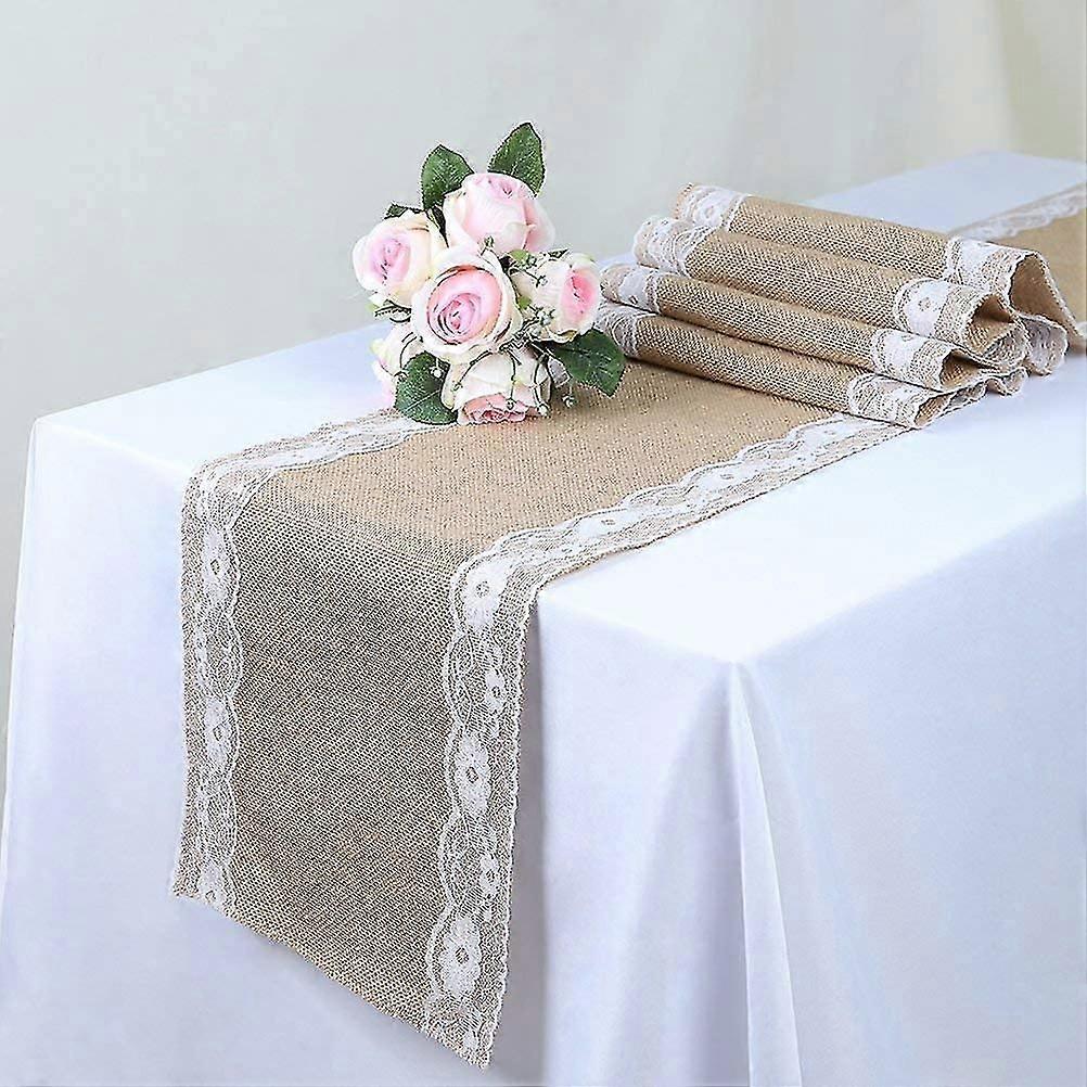 Burlap And Lace Table Runner For Festival Decor 30x275cm