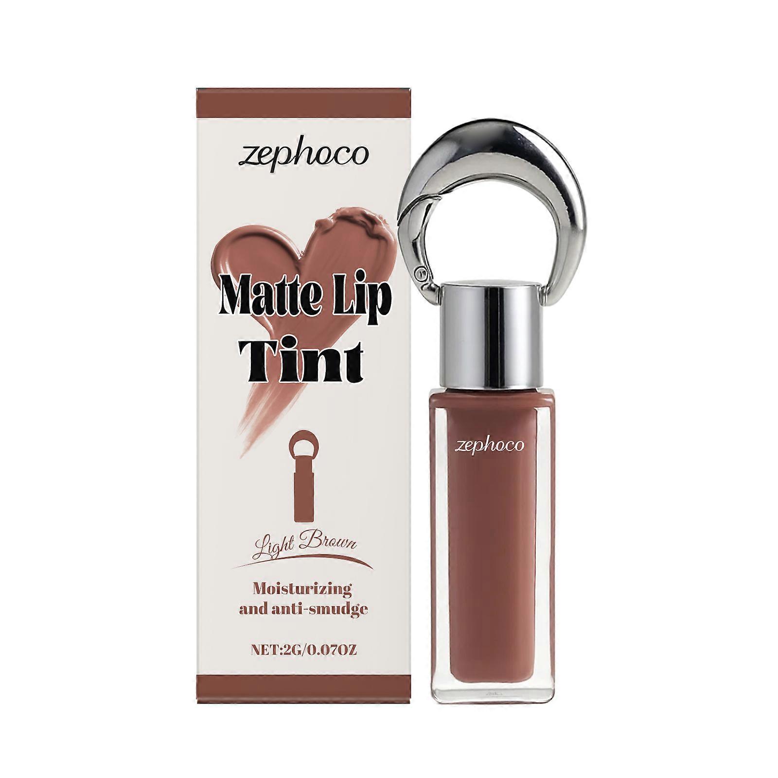 Zephoco Light Coffee Matte Smooth Lip Gloss Lip Makeup, Air-Like Soft Mist Autumn And Winter Color Series Long-Lasting Lipstick