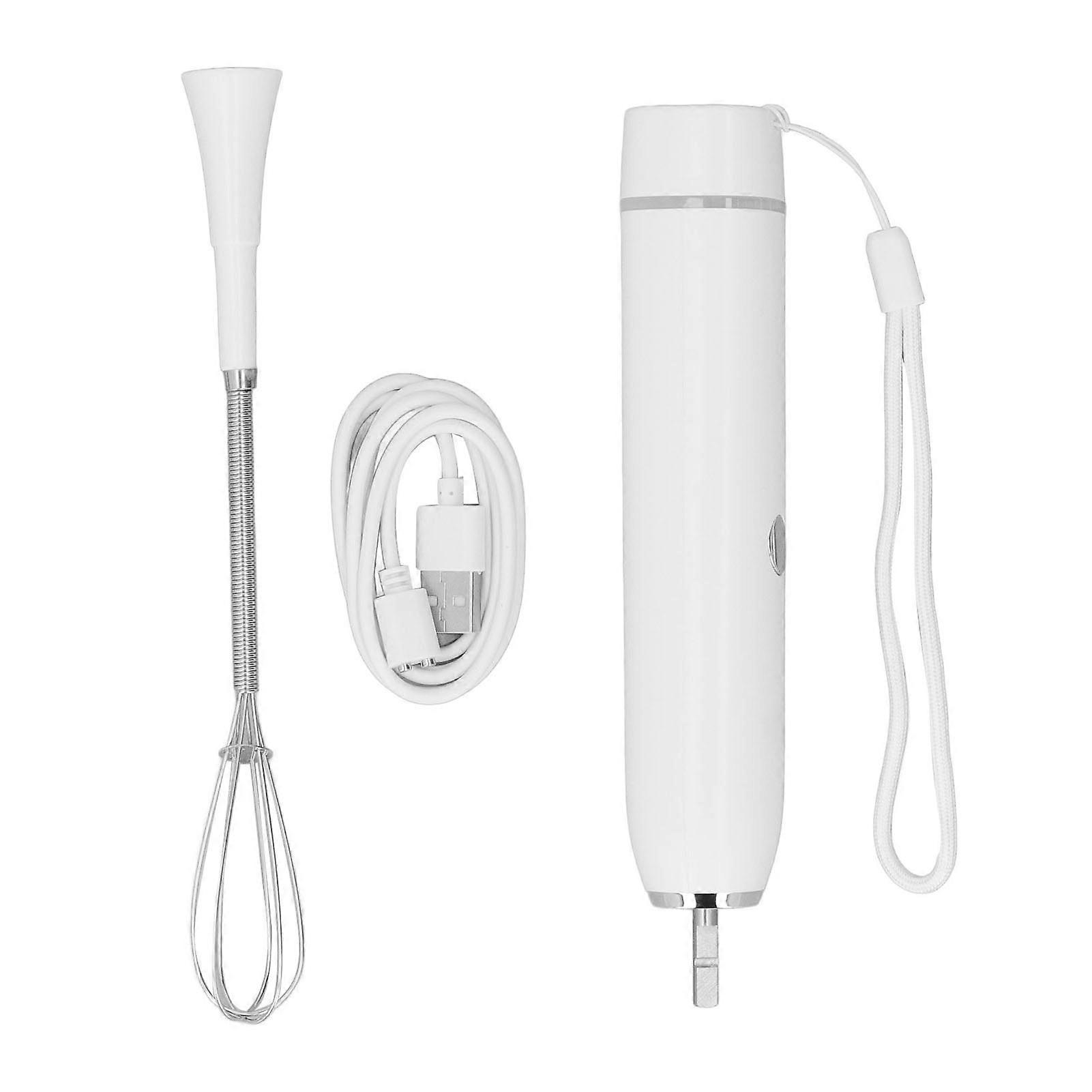 Electric Egg Beater Mixer Multifunctional Kitchen Appliances Replaceable Brush Head White