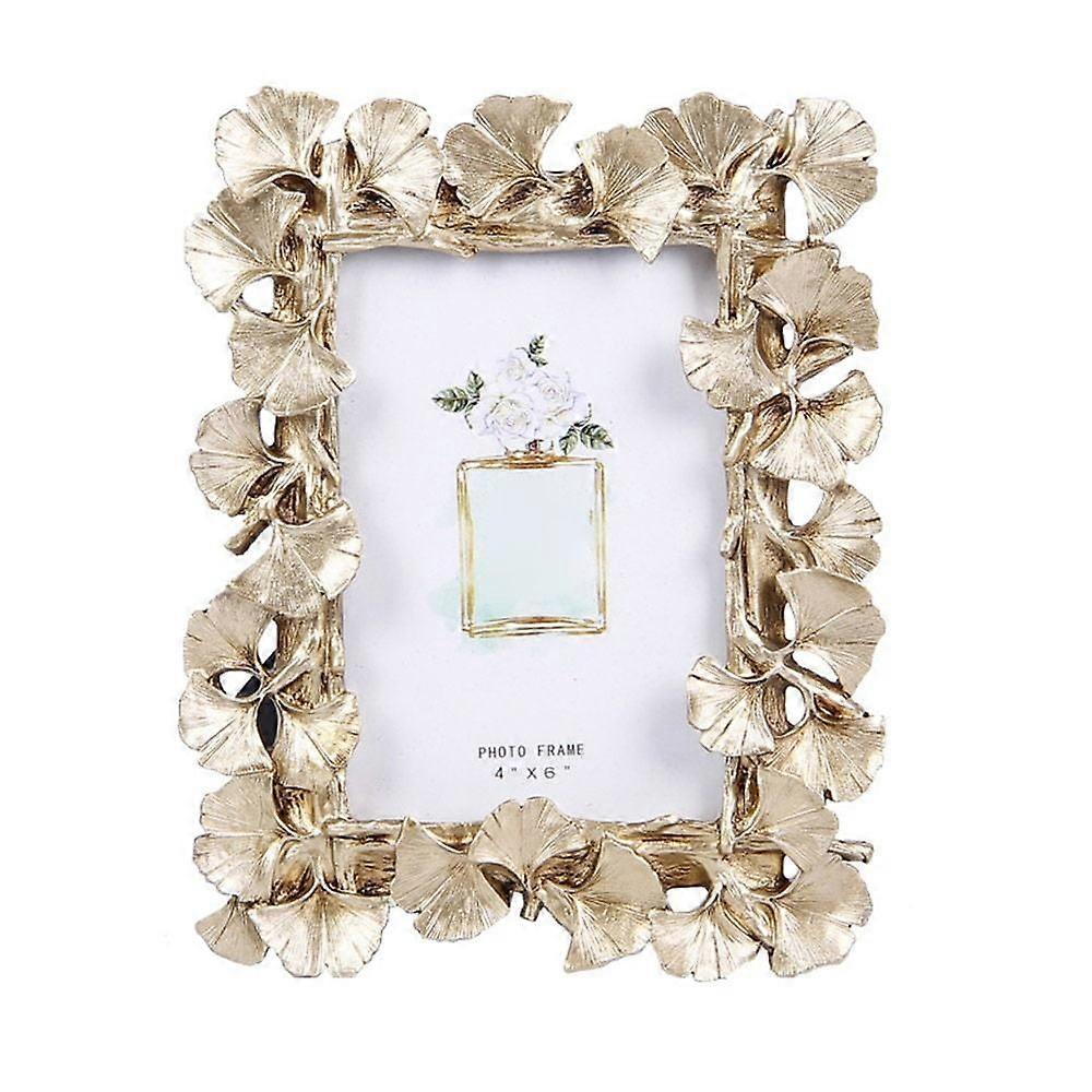 Moldura de foto criativa retrô dourada com folha de ginkgo americana adequada para pintura decorativa de 4 polegadas e 6 polegadas