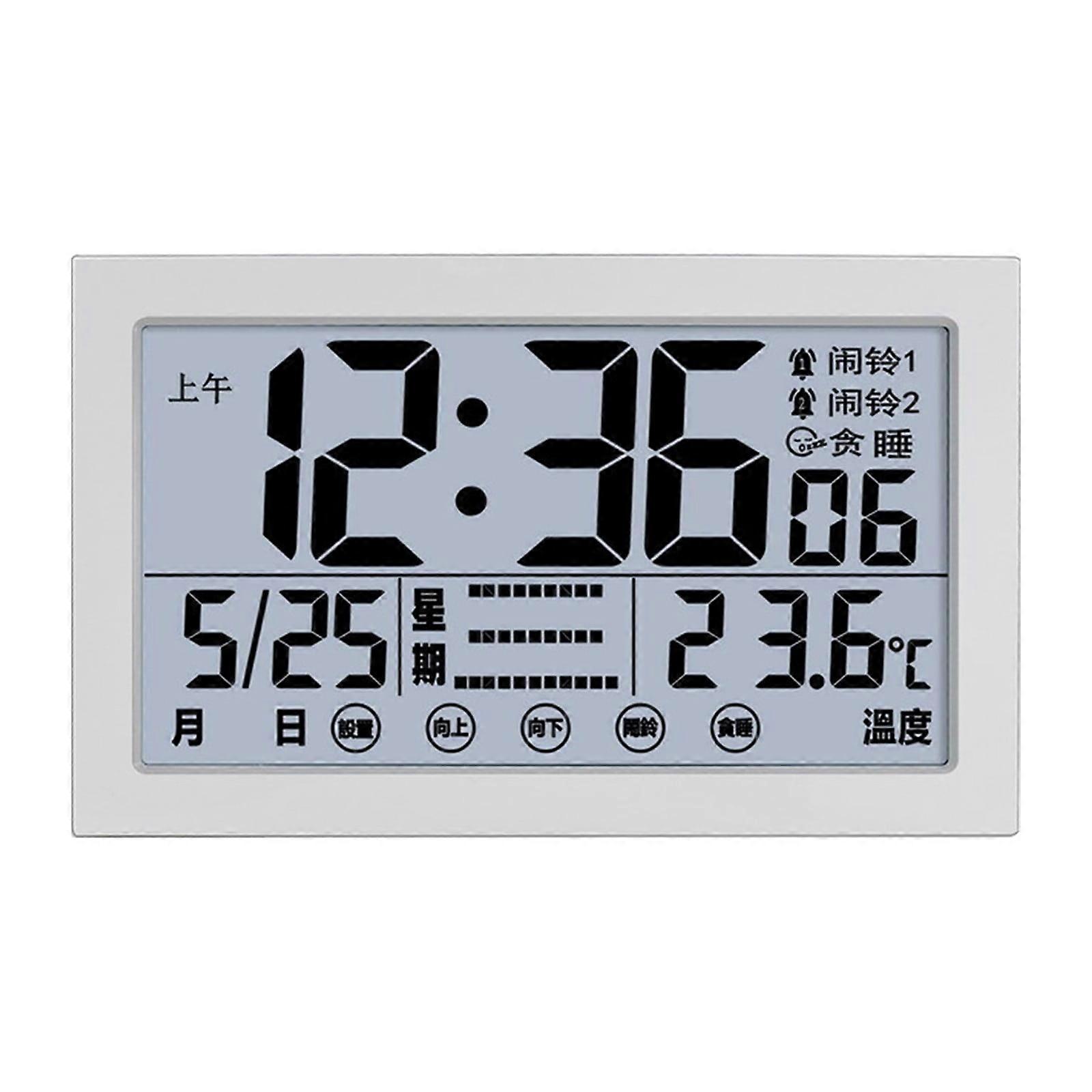 AQITTI Atomic Clock with Temp/Humidity, Self-Setting Digital Wall/Desk Clock, Battery Operated, Large Display Alarm for Seniors