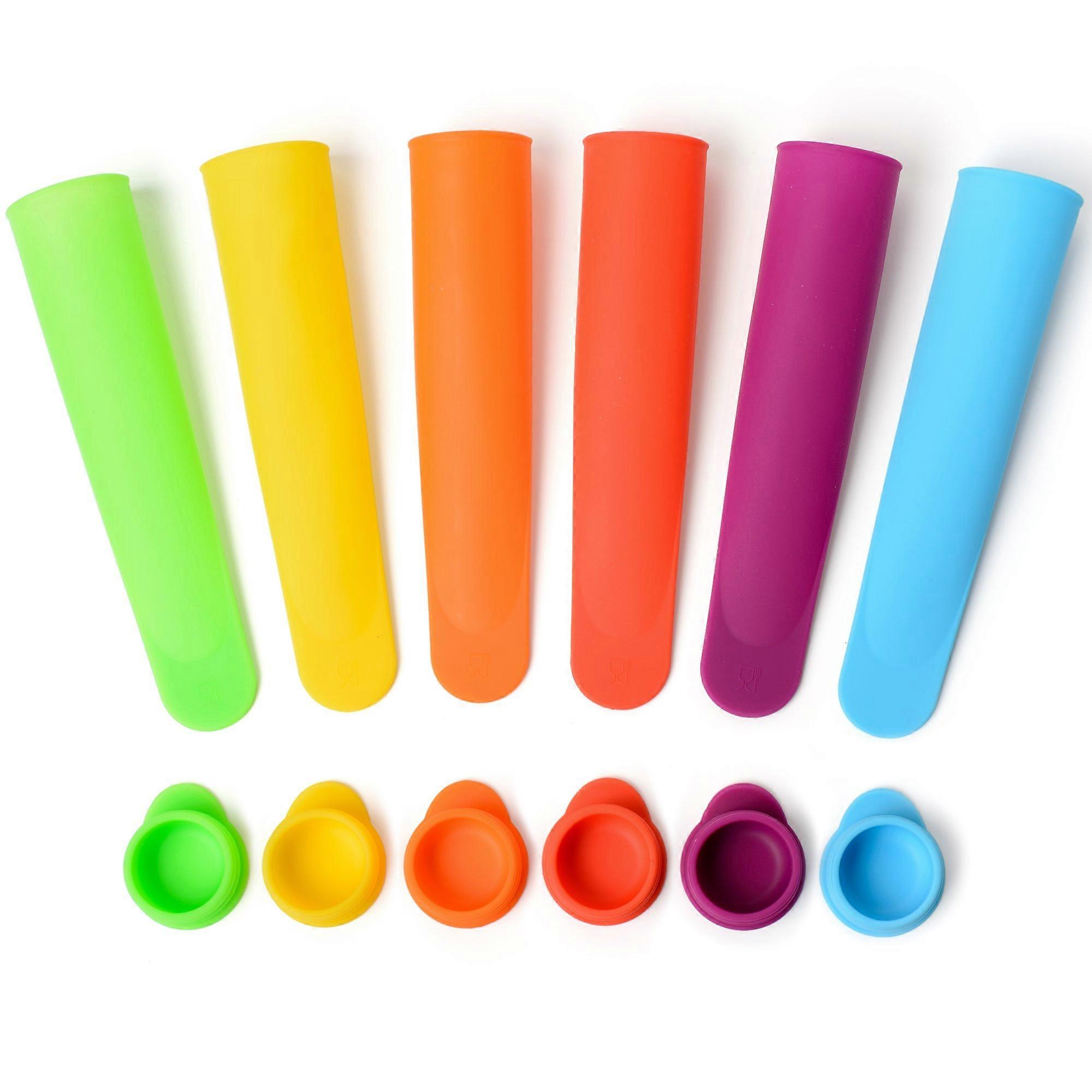 Silicone Popsicle Molds Ice Pop Maker Set of 6 with Lids MultiColor FoodGrade Silicone