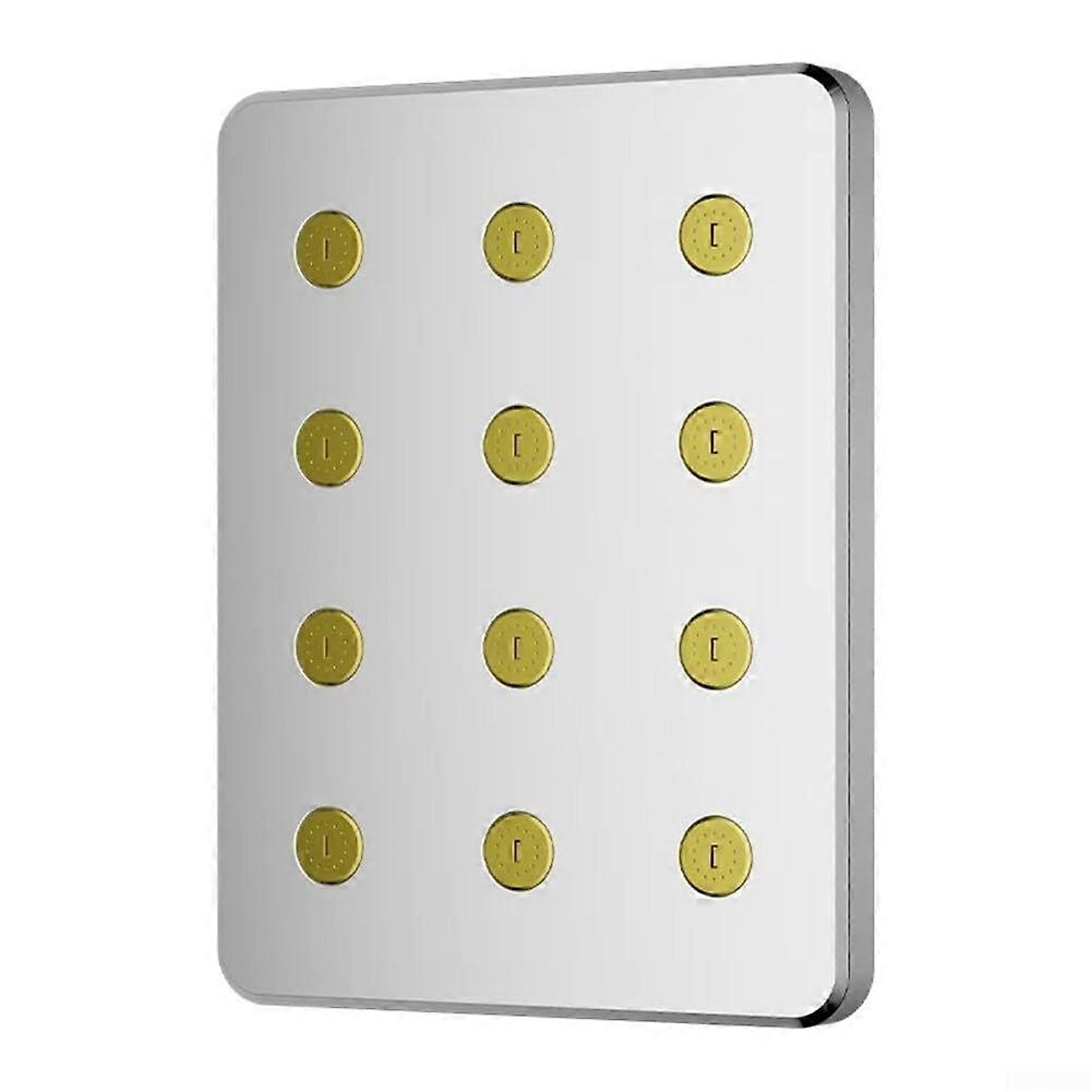 Rainfall Shower Head  Pressure 360° Rotating AntiClog 4Point Silver Spa for Bathroom