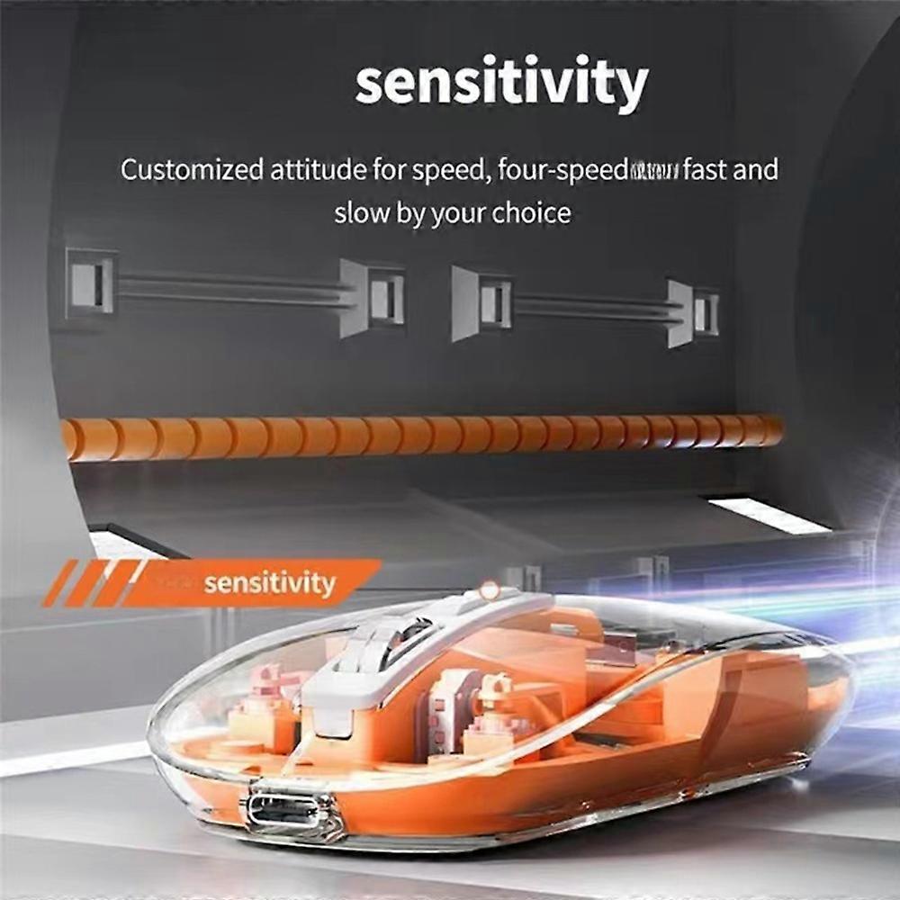 Wireless Transparent Mouse with Three-Mode Connection Adjustable Speed Gaming Mouse for Laptop