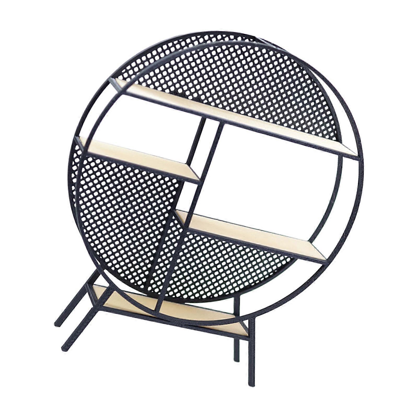 Classical Chinese Styles Round Storage Shelf For 1/12 Scale Dollhouses Scene Setting Craft Model Project Decoration Multicolor