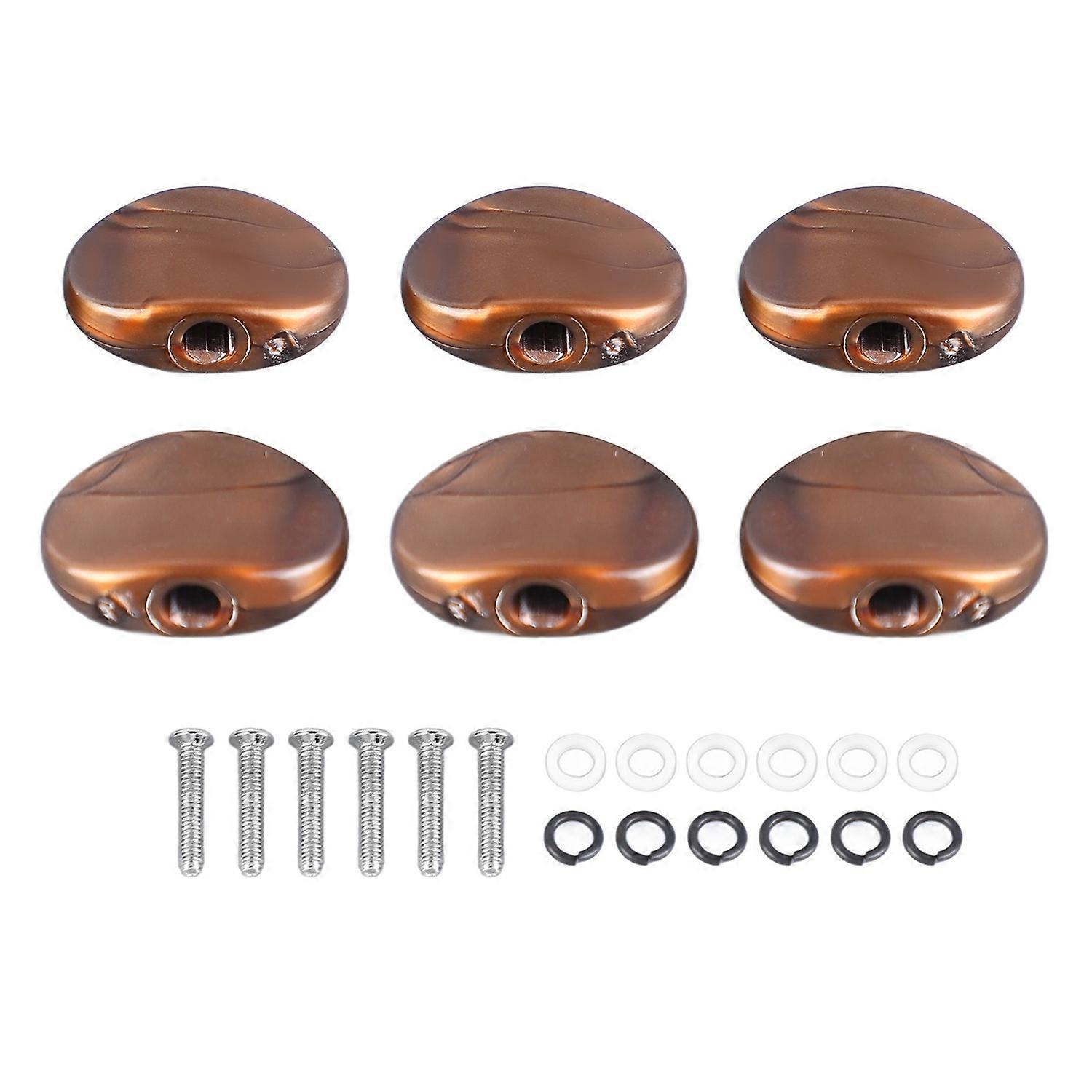 6Pcs Folk Guitar String Button Handle Knob Head Cap Tuner Tuning Peg Buttons Parts Coffee