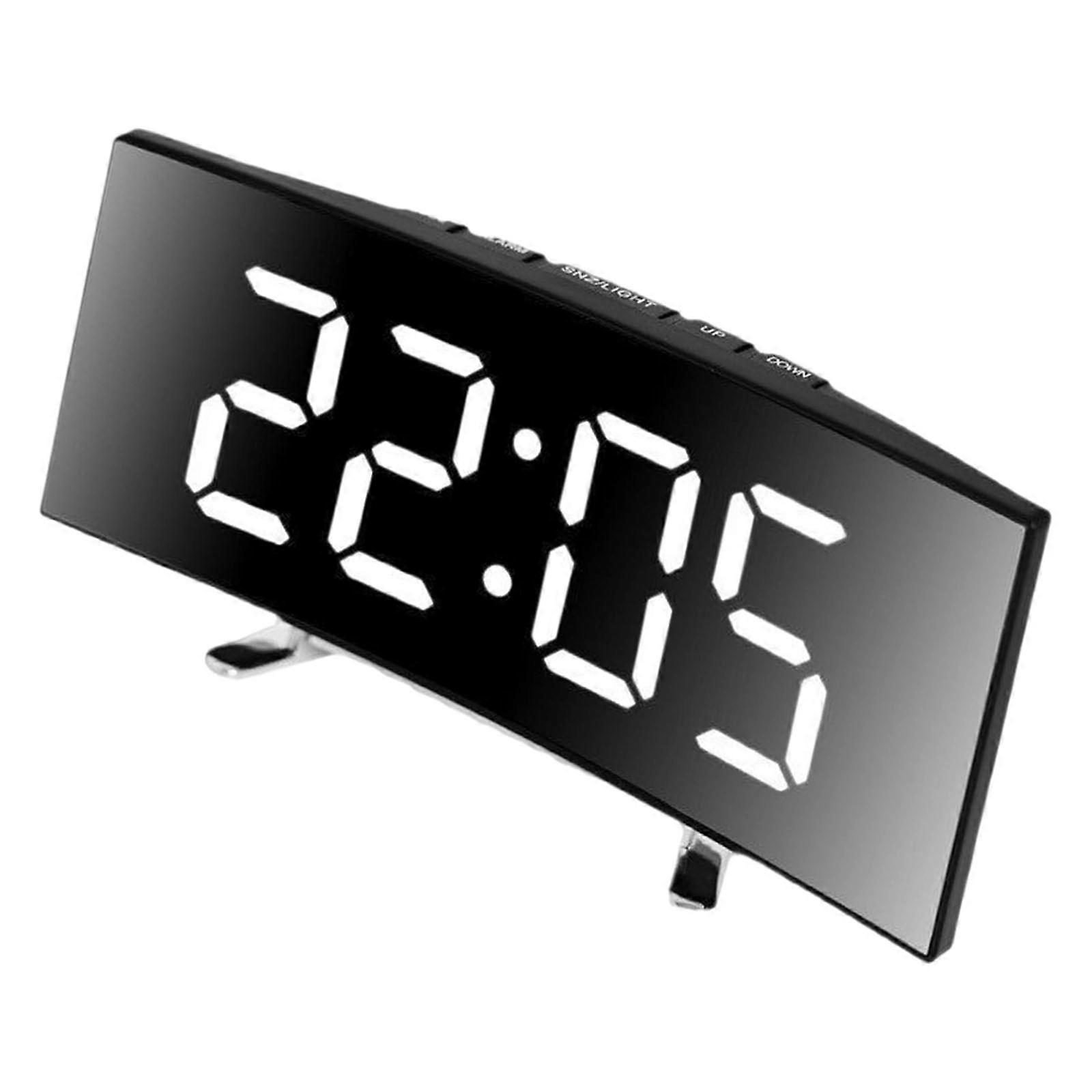 Intelligent Mirror Alarm Clock Quiet Operate Curved LED Screen Temperature Monitor Night lighting USB Battery Power Multicolor