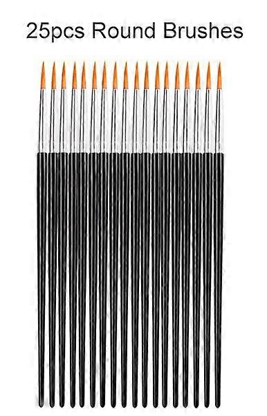 Nylon Brushes Set for Painting, Crafts & Art, Black Flat & Round Tip Brushes, Mixed Material with Rattail Handle