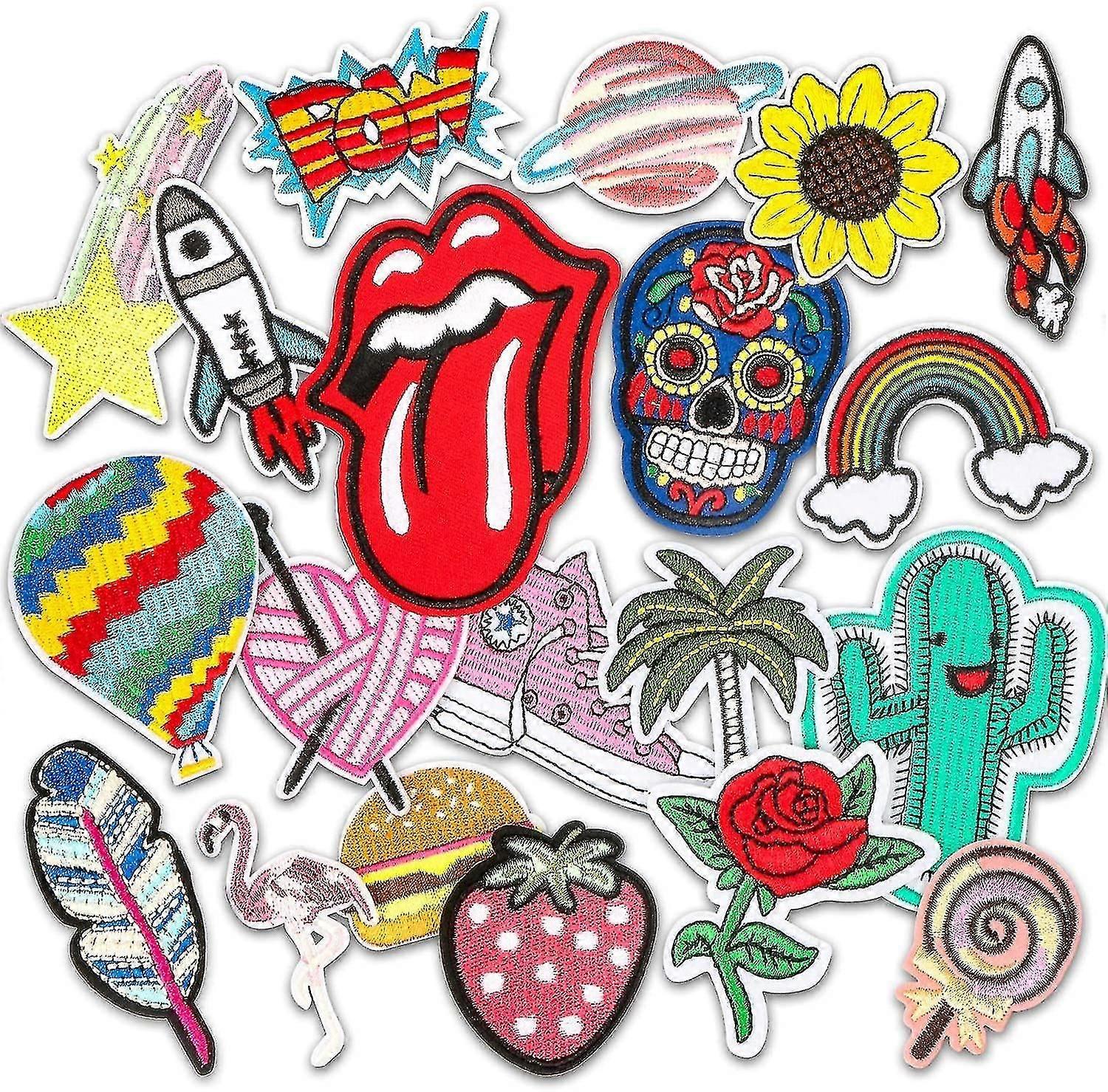 Iron-on Patch-uri, 20 buc Patch-uri pentru haine Flori Patch-uri Appliqu Patch-uri