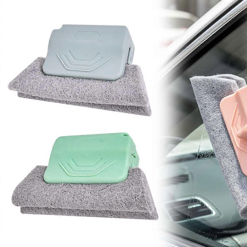 Window Track Cleaning Brush Set with Scraper for Sliding Door & Window Grooves, 2 Pack Grey+Green