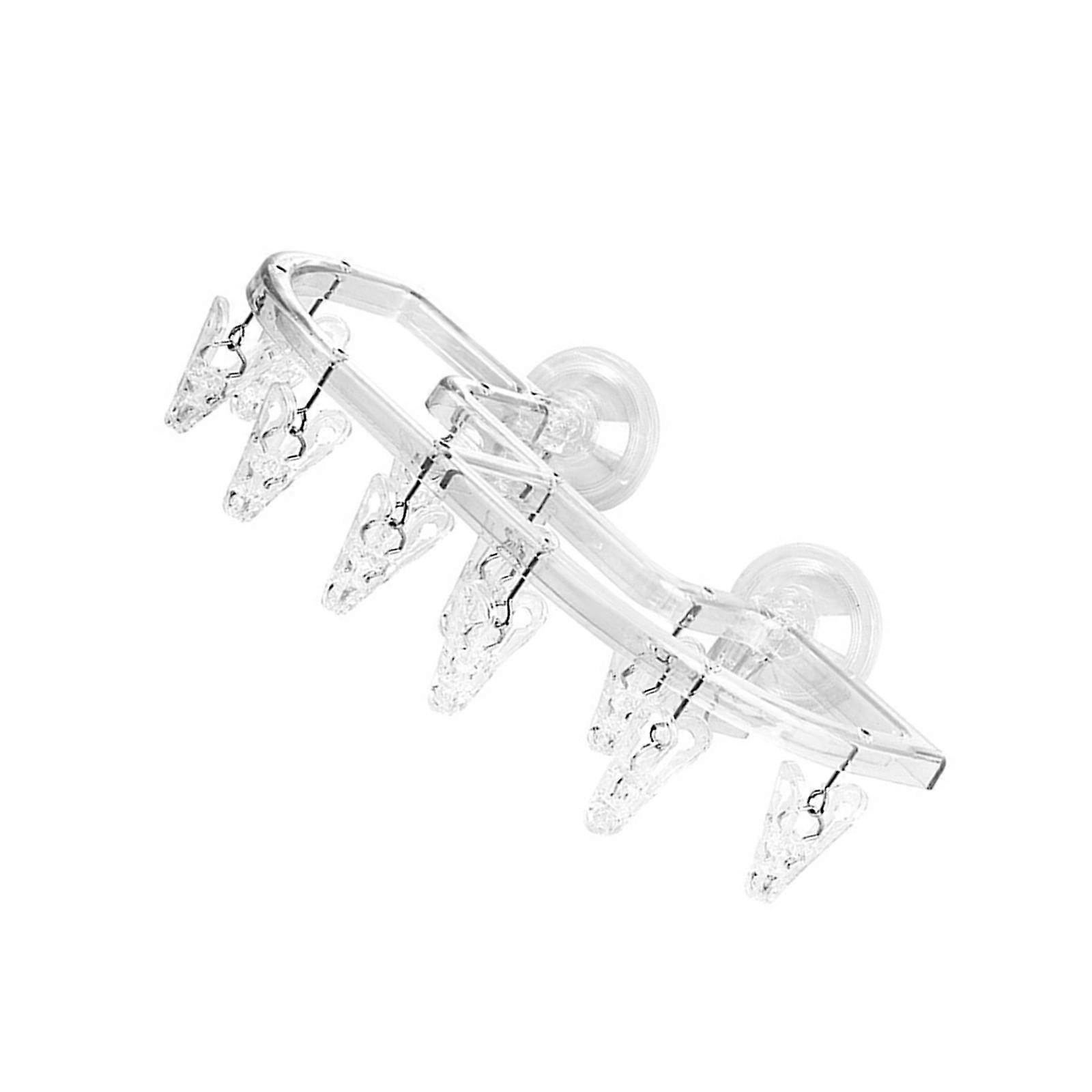 Plastic Laundry Rack Suction Cup Drying Rack 10 Clips Windproof Design Rotatable Drying Rack for Socks Towels Underwear Multicolor