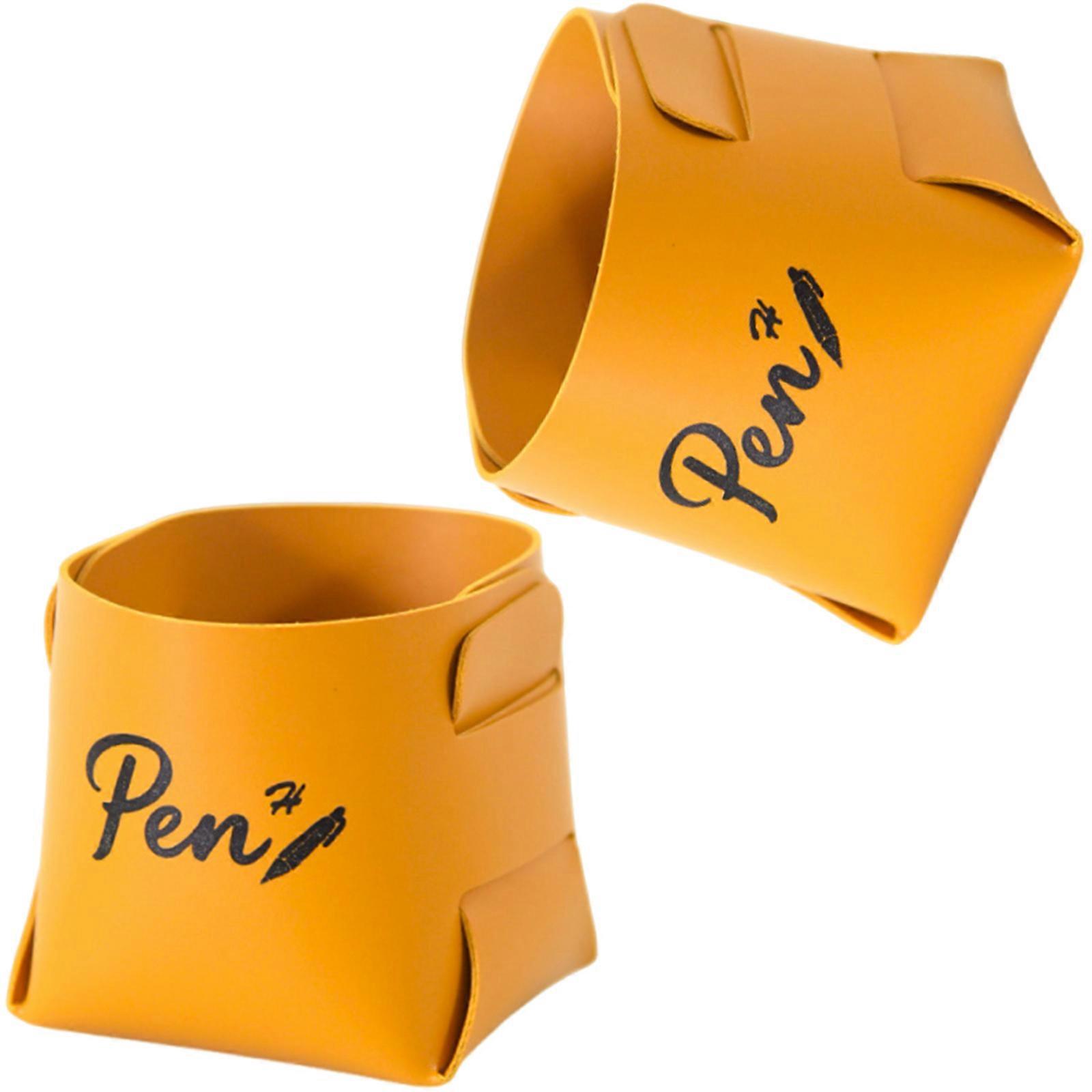 2pcs Space Saving Pliable Desk Tray Planner Produced Of Additional PU Leather For Writing Materials Individual Items  Yellow