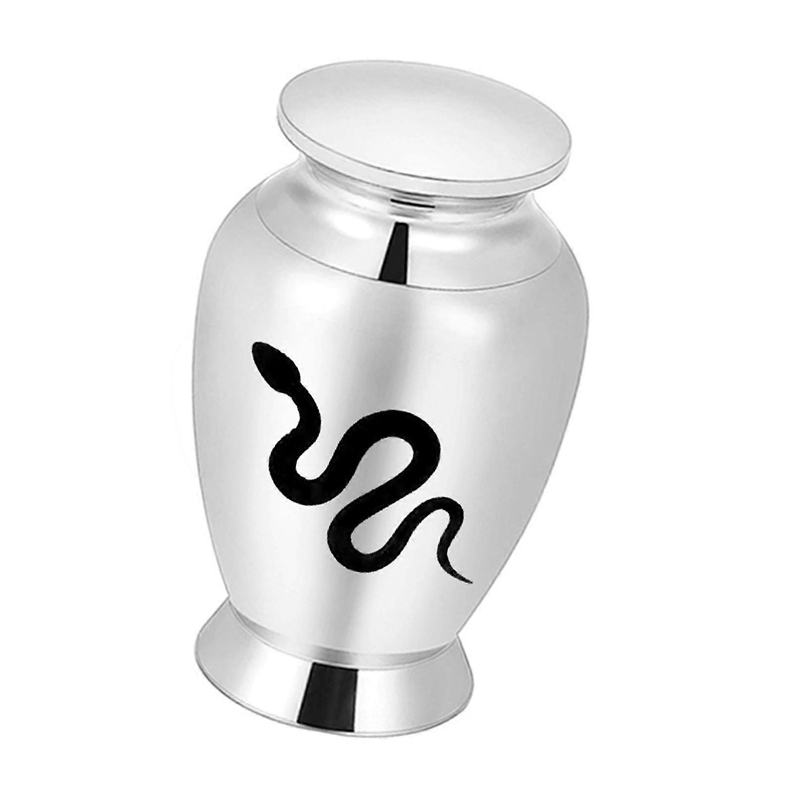 Waterproof Pet Cremation Urn Elegant Snake Motifs Small Pet Ashes Box For Memorial Keepsakes And Easy Access Design  Silver