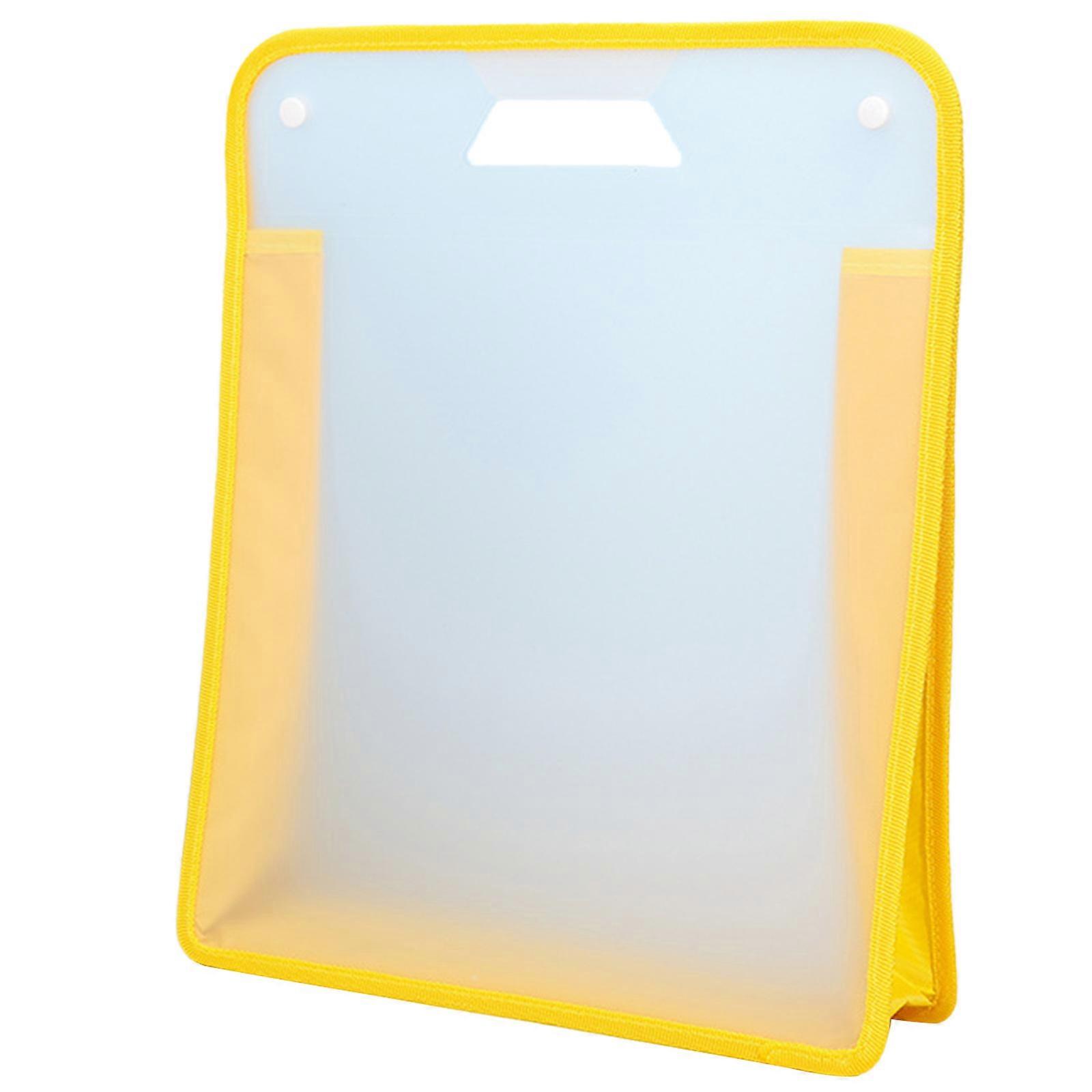 3PCS Handheld Scrapbook Paper Organiser Bag Portable File Storage Bag 33.5x40cm Transparent File Case for Students  Yellow