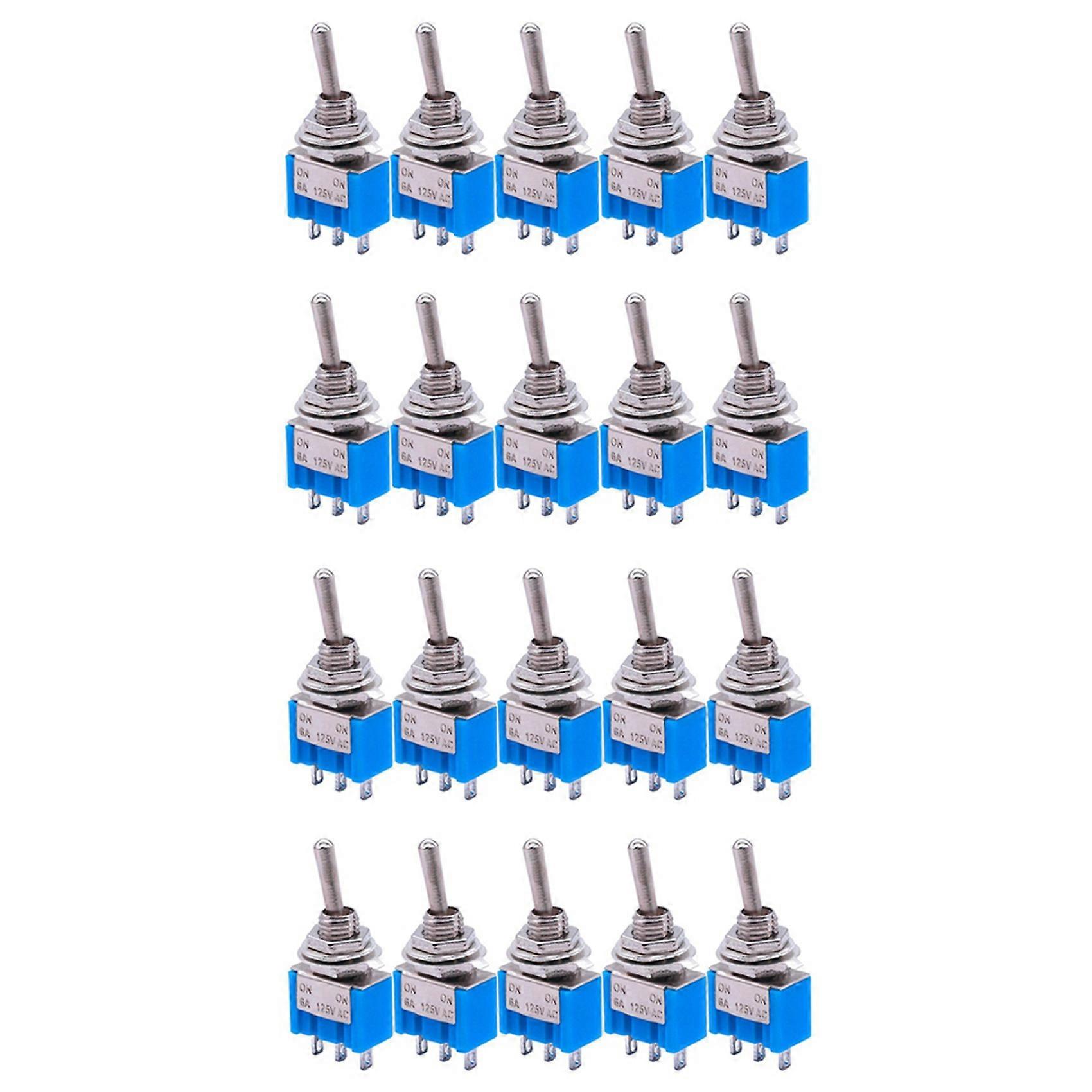 20Pcs SPDT Mini Toggle Switch 3-Pin 2 Position ON/ON Miniature Toggle Switch 6A 125V AC Toggle Switc