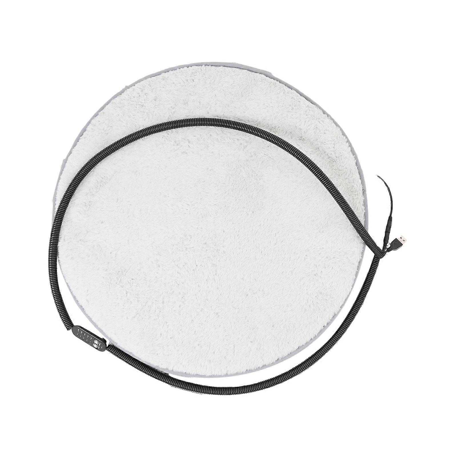 Plush Heated Cats Dog Pad Round Mat Machine Washable Design Ideal For Rabbit Hamsters Cold Days Multicolor