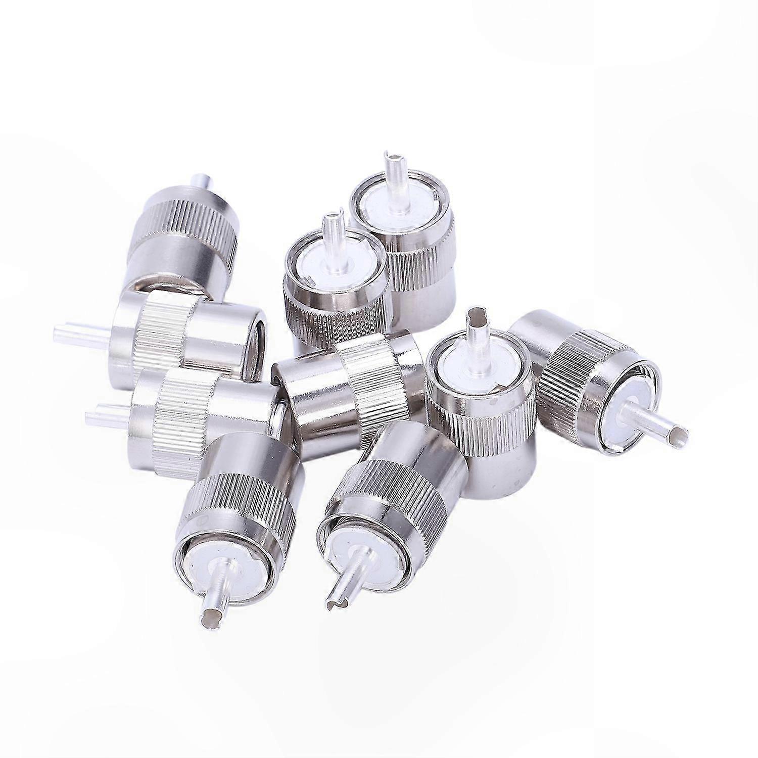 10 Pack UHF Male PL259 Plug for RG8 RG213 LMR400 7D-FB Silver Tone
