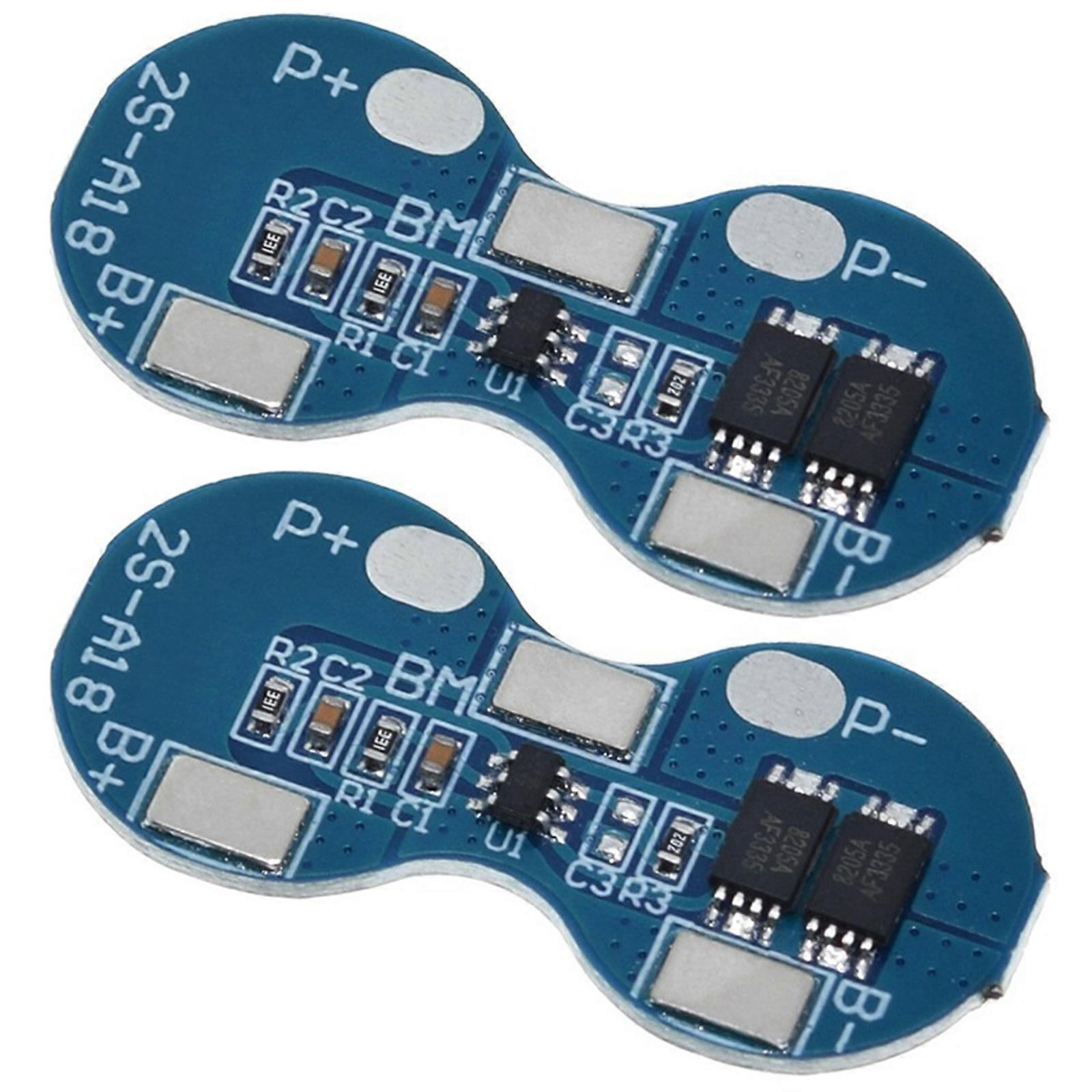 1/2Pcs Battery Pack Cell Module 2S 7.4V 4A Battery Charging Protective Board Power Circuit Board Replacement Multicolor