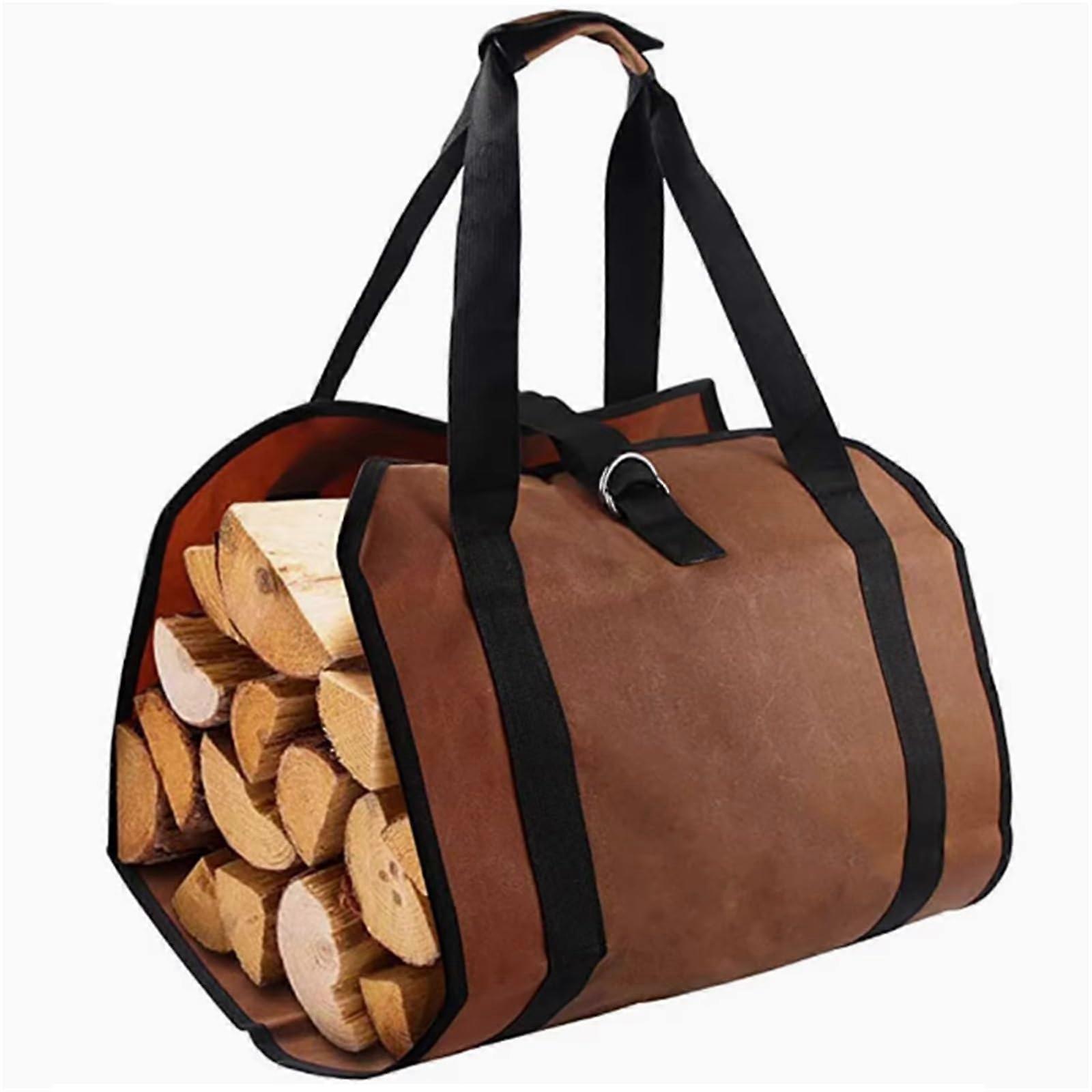 Firewood Carrier Bag Heavy Duty Canvas with Handles Waterproof Large Capacity 30kg for Camping and Home Logs