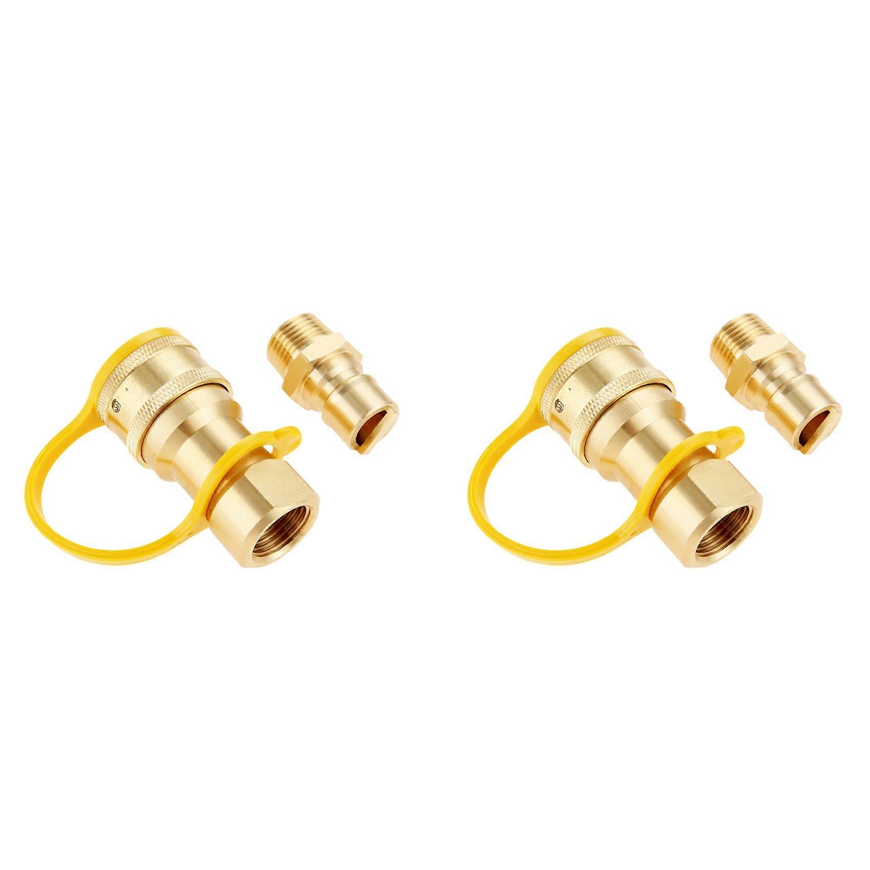 2X 1/2 Inch Solid Brass Gas Propane Quick Connect Disconnect Fitting Connector Adapter