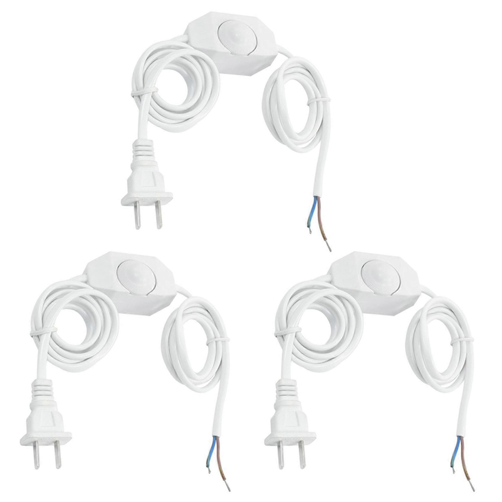 3X White Lamp Power Cord With Dimmer Switch AC 250V/110V US Plug