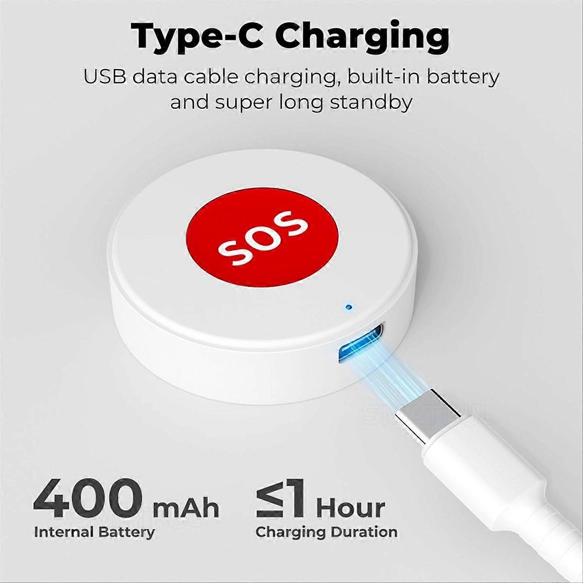 Mini Tuya WIFI Eldre SOS-knapp Vanntett Nødpanikksensor