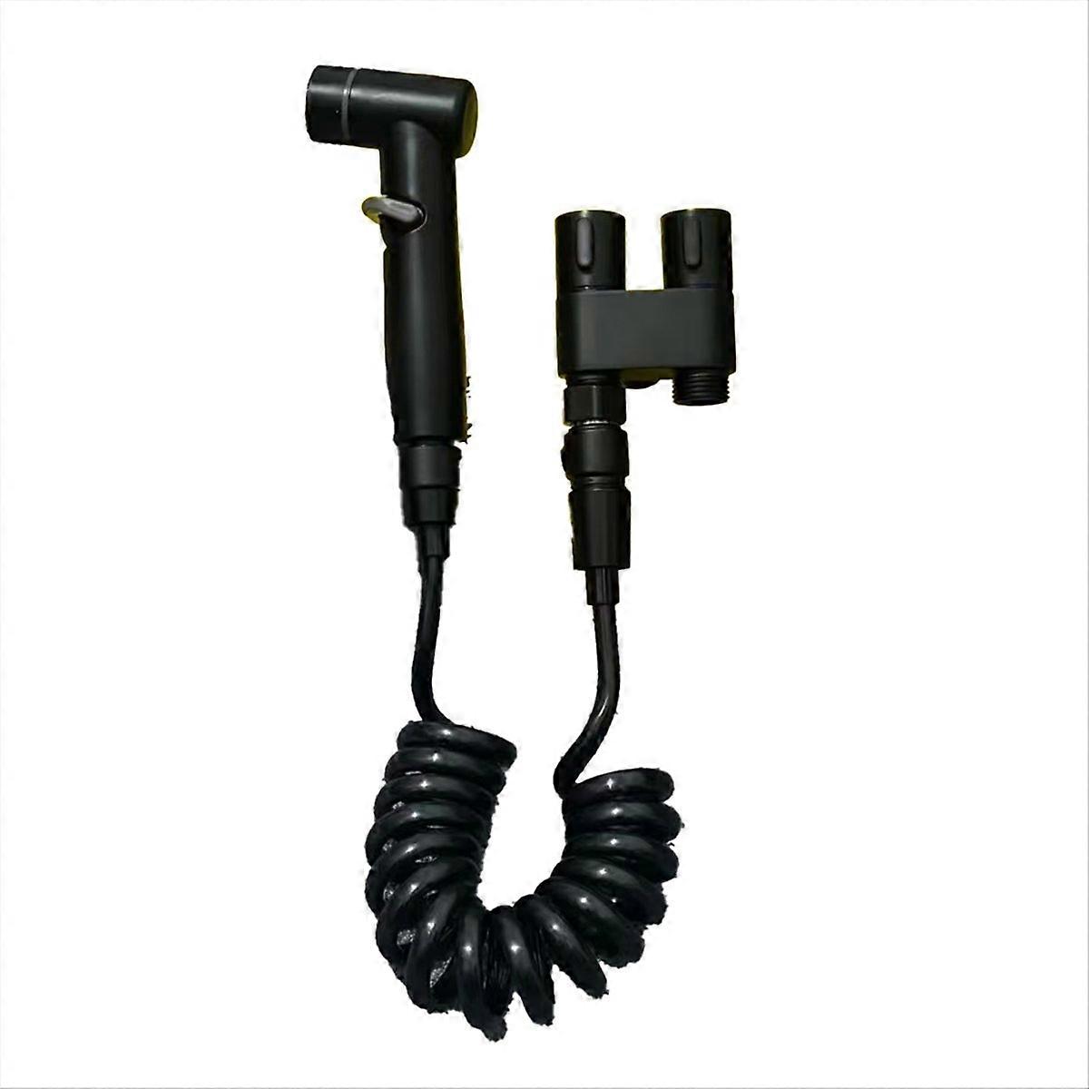 Robinet d'angle à double sortie pour bidet à main en acier inoxydable Noir