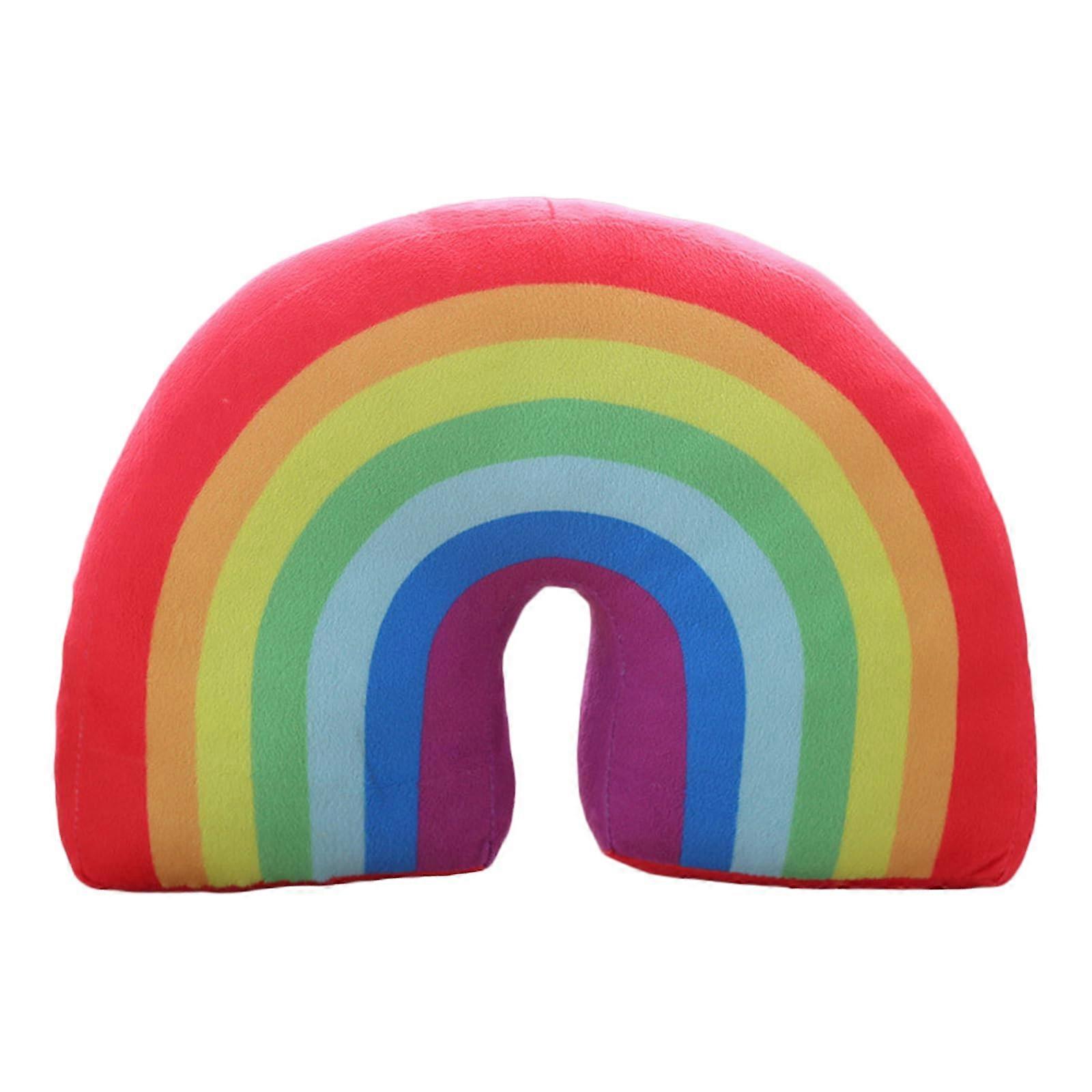 Rainbow Pillow Plush Cushion with Soft Comfort and Vivid Design for Bedroom Sofa Decor, 13.7'