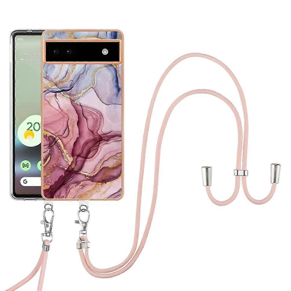 Electroplating Marble Dual-side IMD Phone Case with Lanyard
