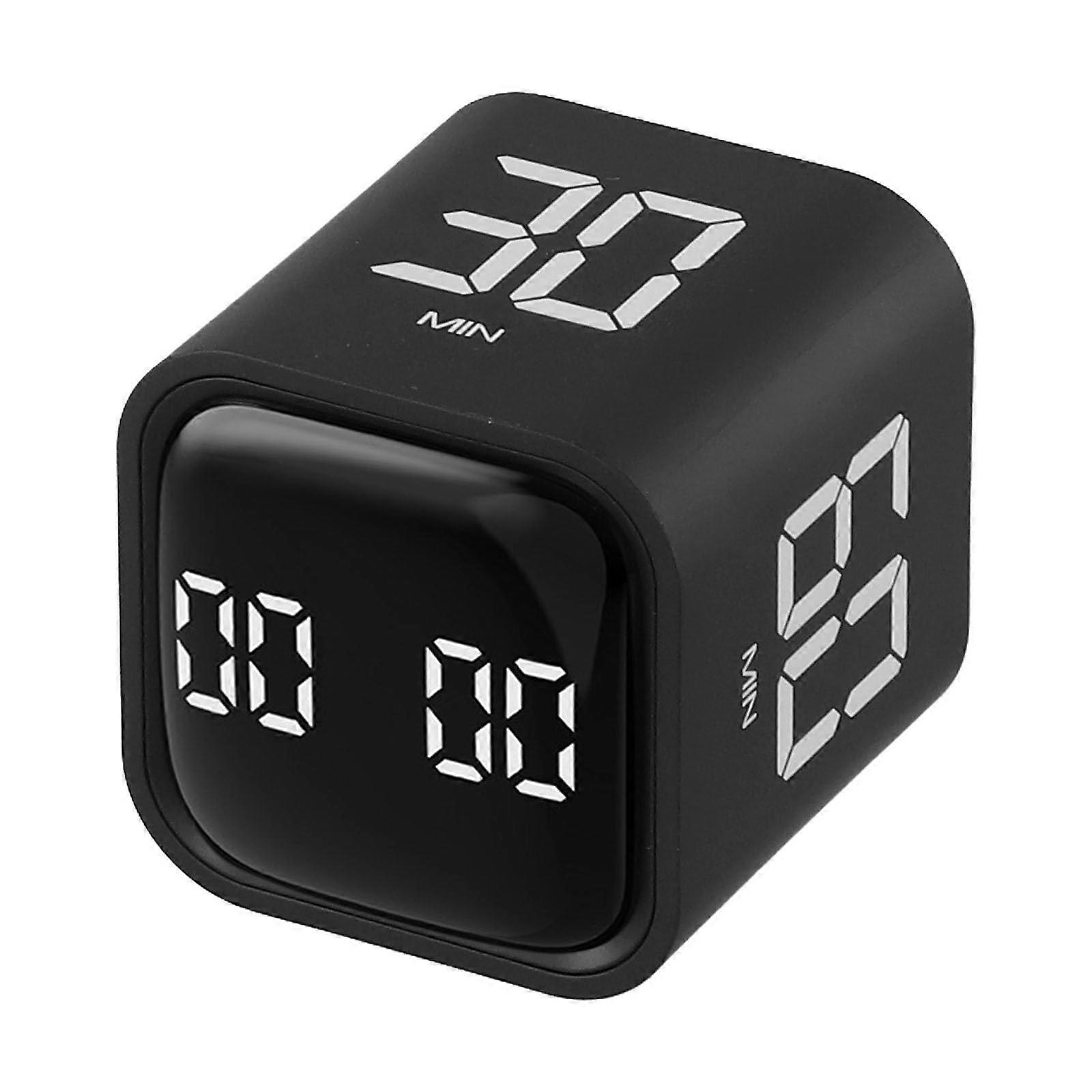 Digital Kitchen Timer with GravitySensing Flip Design, Rechargeable Silent Countdown for Cooking and Study, Adjustable Volume, Black