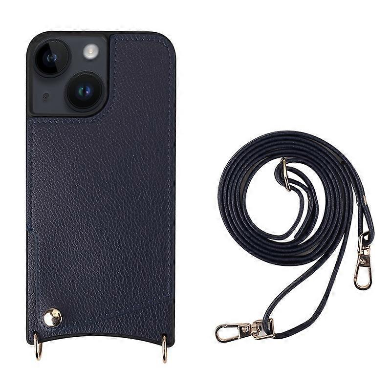 Fish Tail Card Slot PU + TPU Phone Case with Long Lanyard