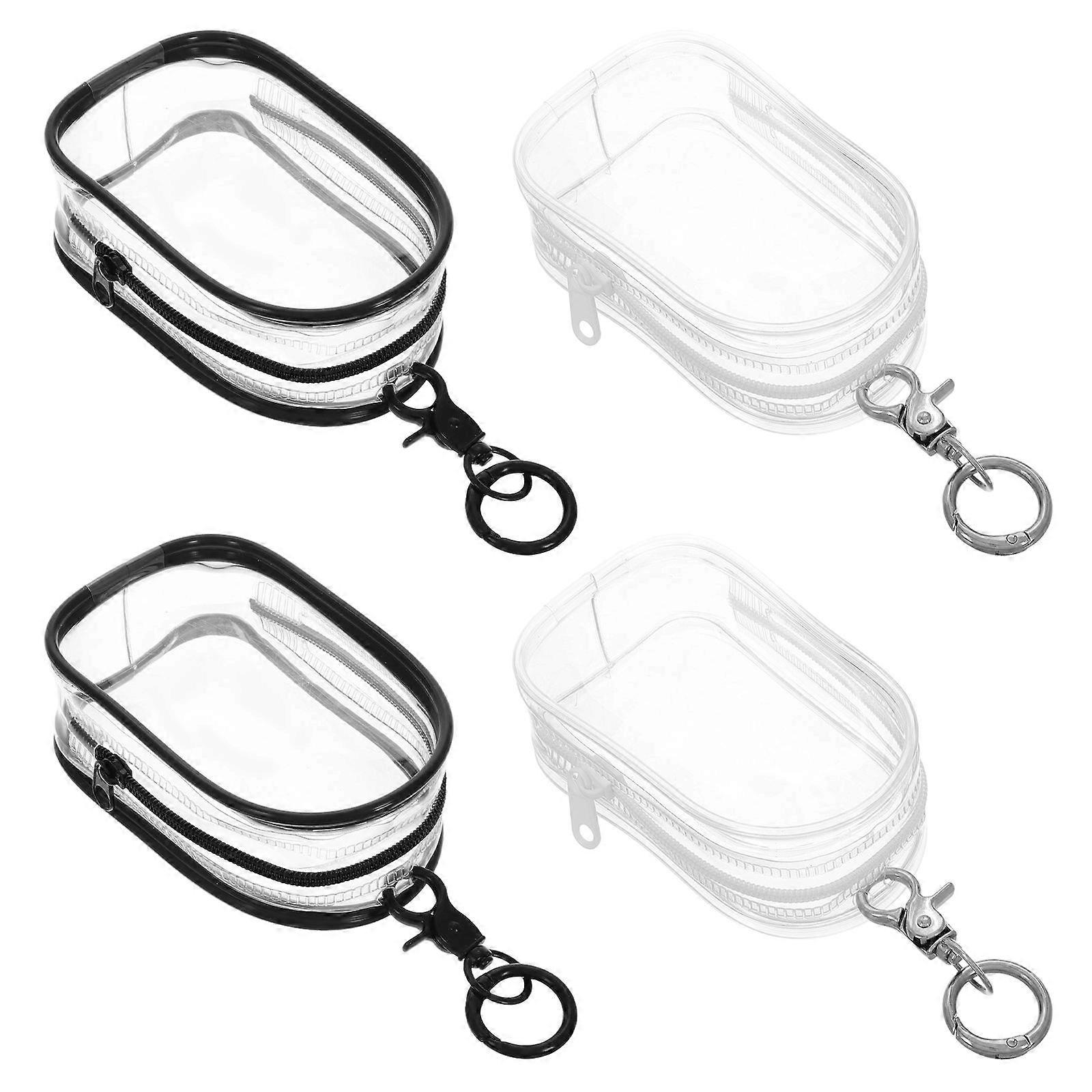 Clear Display Bag Keychain for Mini Figures with Hanging Doll Pouch 4Pcs