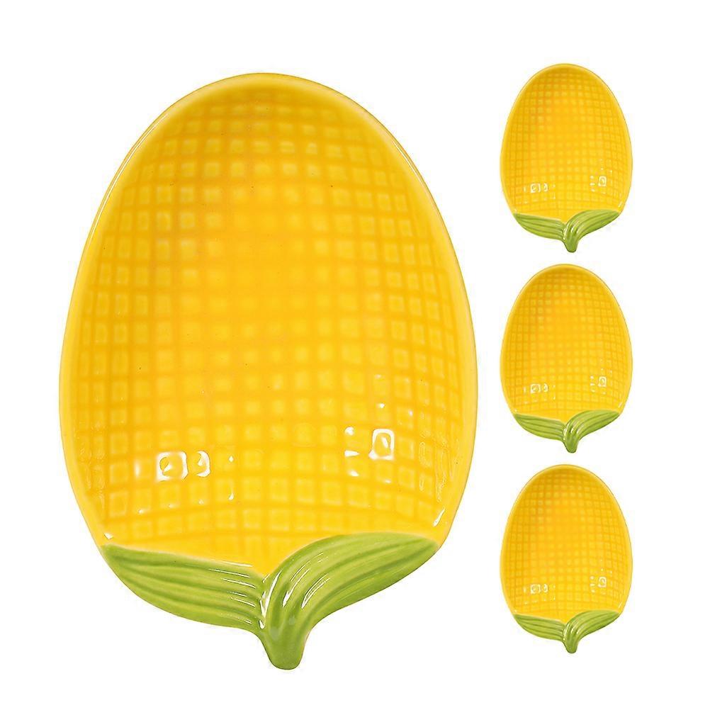 Small Ceramic Dessert Bowl Corn Shaped Dip Bowl for Kitchen Use 4Pcs