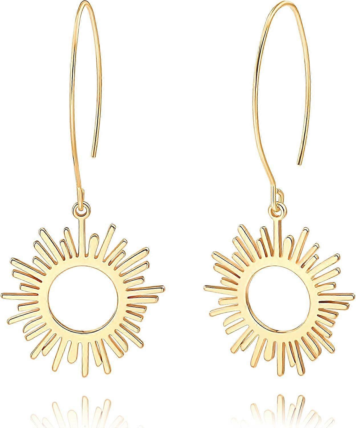 Geometric Drop Dangle Earrings Boho Statement Long Hoops 18k Gold Plated