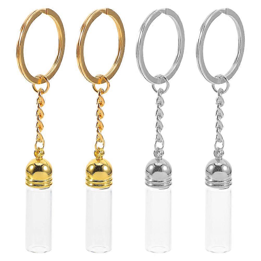 Perfume Bottle Glass Keychain for Storage Use 4Pcs Transparent Refillable Vials