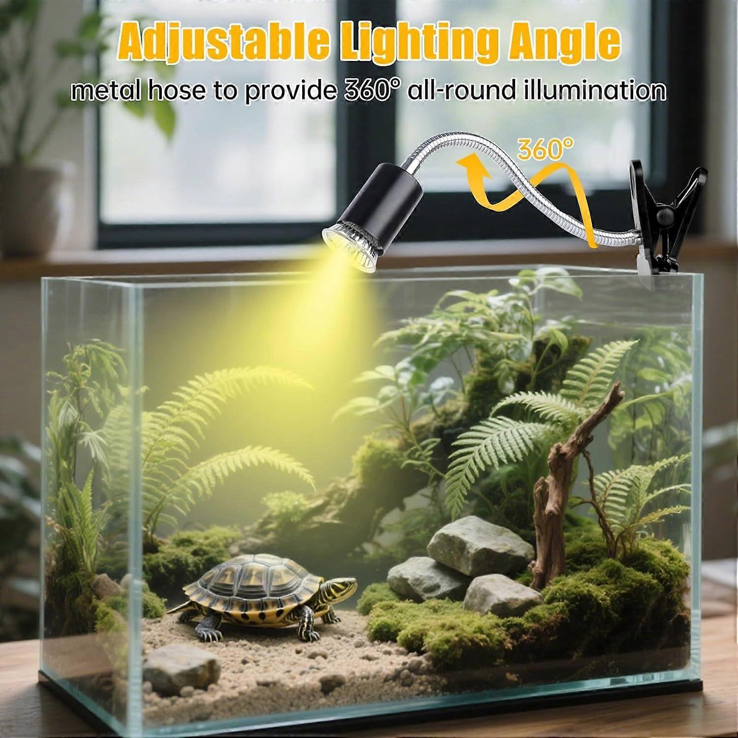 View of Turtle Basking Light (Cycle Timer), Tortoise Lamp UVA UVB Heat Bulbs -2 ...