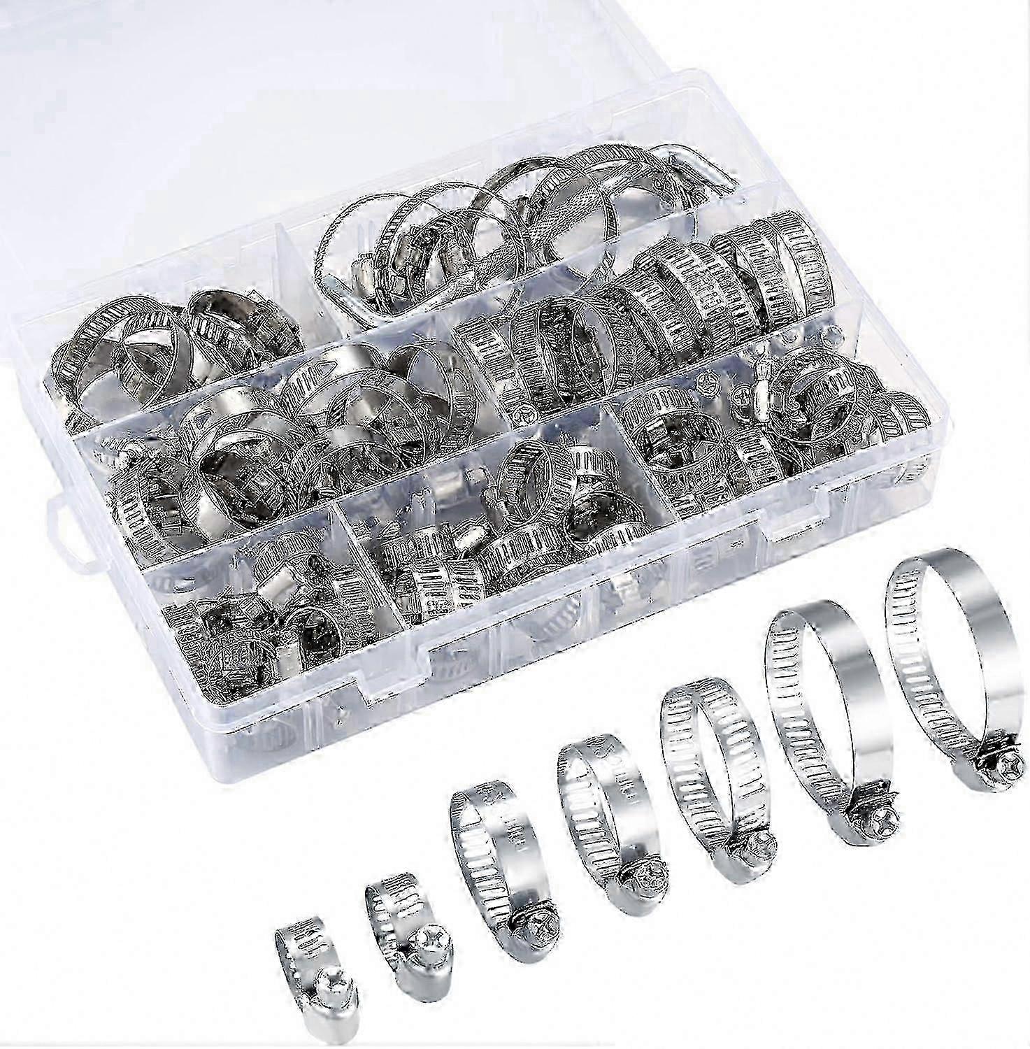 Stainless Steel Adjustable Hose Clamps for Automotive, Pool, and Plumbing Applications, Durable Hose Clips for Secure Connections