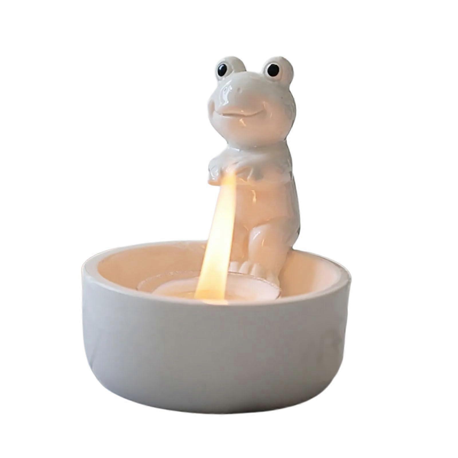 Ceramic Tealight Holder with Whimsical Handcrafted Frog Design for Warm Ambient Home Decor