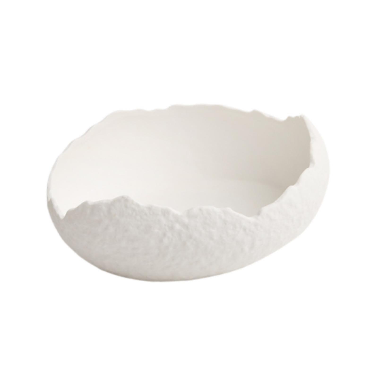 Ceramic Dinner Plate with Elegant Irregular Shape, White Dessert Serving Plate for Restaurant Breakfast