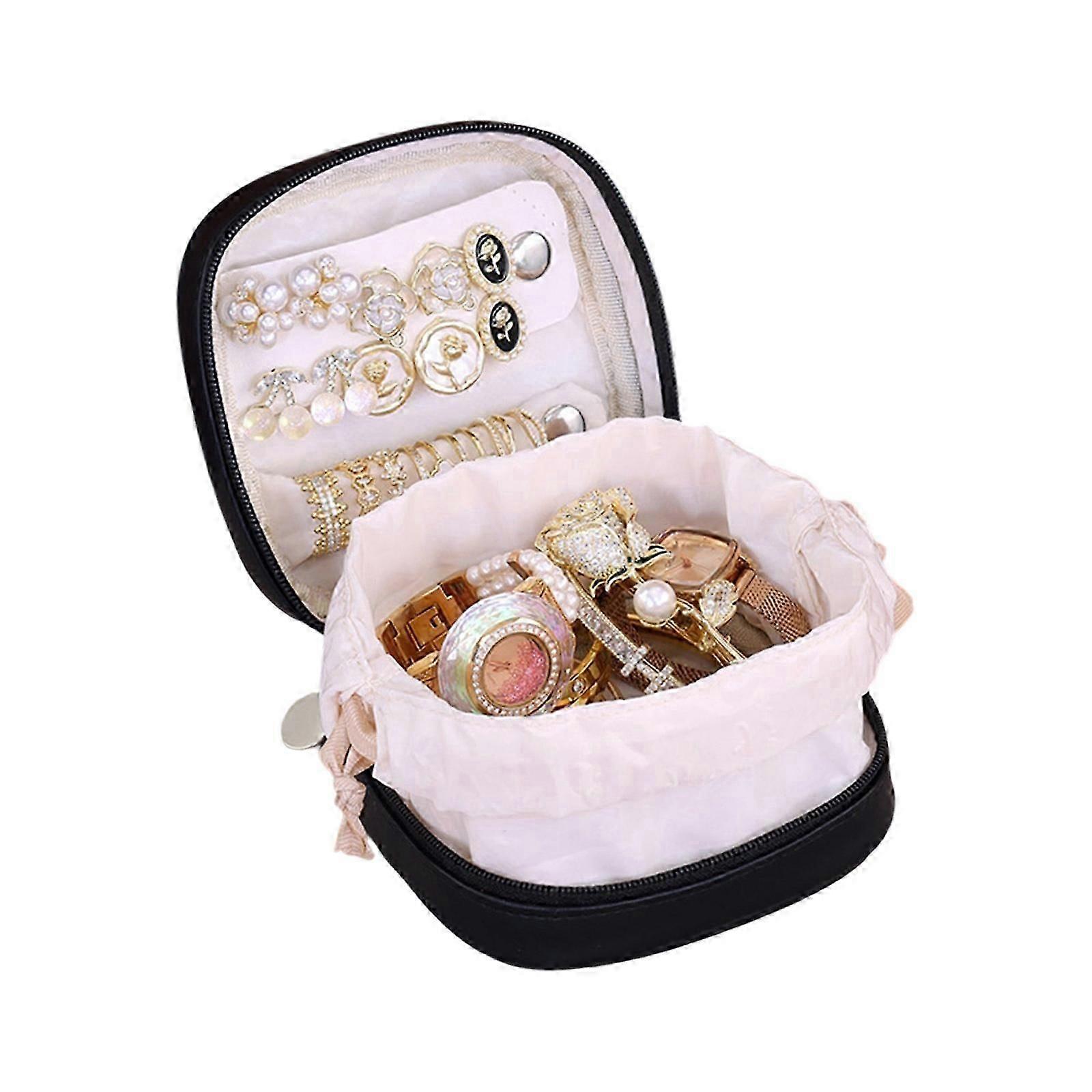 Travel Jewelry Organizer Box with Drawstring Closure